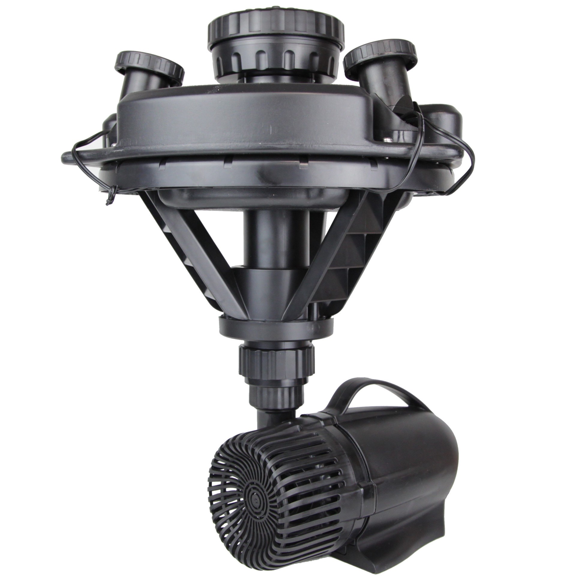 slide 1 of 6, pond boss 14.3-in x 14.3-in x 18.9-in Black Plastic Pond Floating fountain with lights, 1 ct