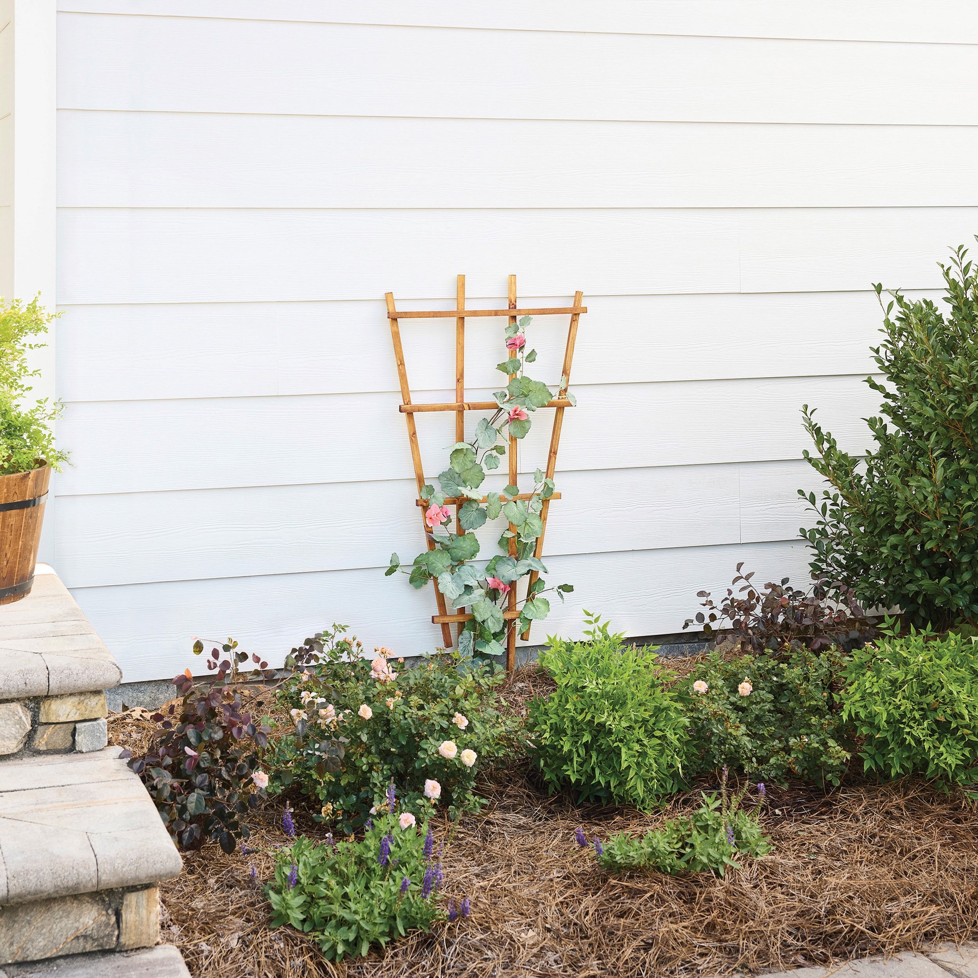 slide 2 of 4, Style Selections 24-in W x 54-in H Pecan wood Garden Trellis For Climbing Plants For Roses, 1 ct