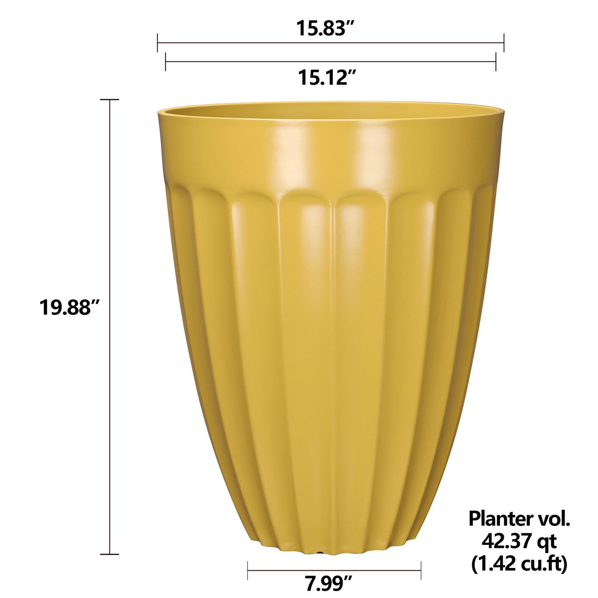 slide 4 of 6, allen + roth Round 15.12-in W x 15.12-in L Yellow Recycled plastic Indoor/Outdoor Planter, 1 ct