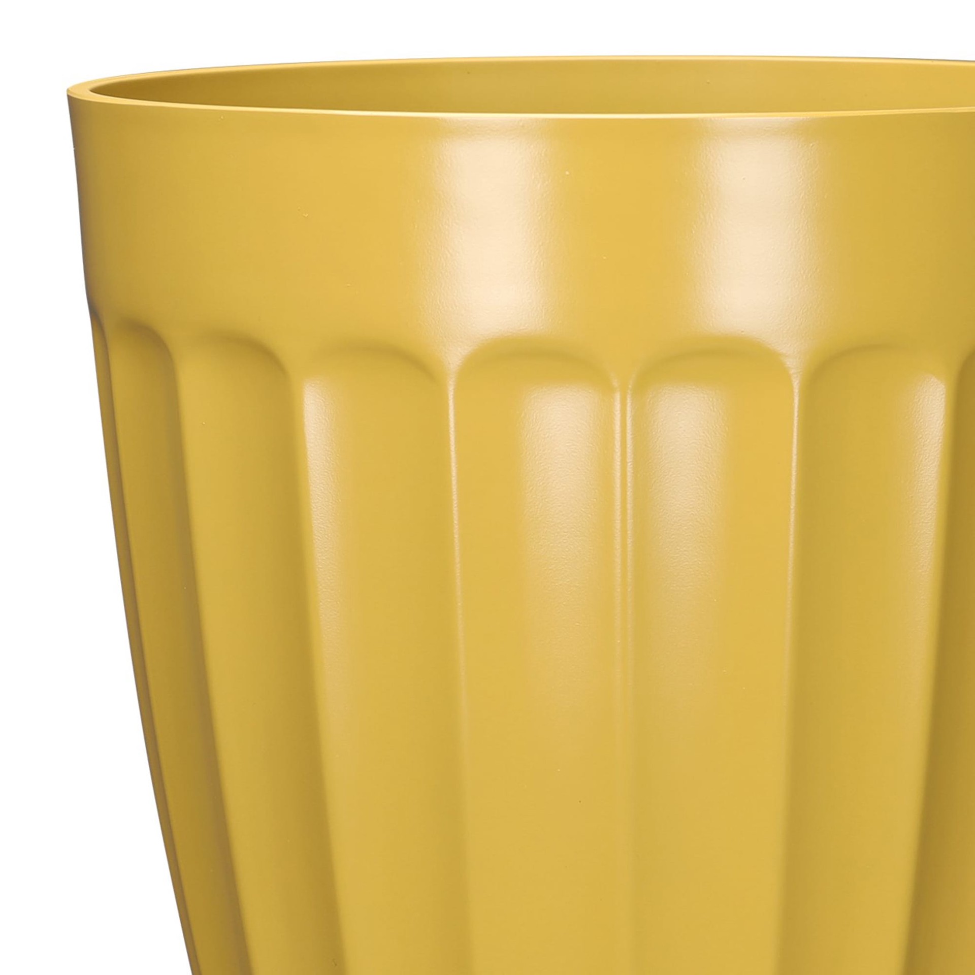 slide 5 of 6, allen + roth Round 15.12-in W x 15.12-in L Yellow Recycled plastic Indoor/Outdoor Planter, 1 ct