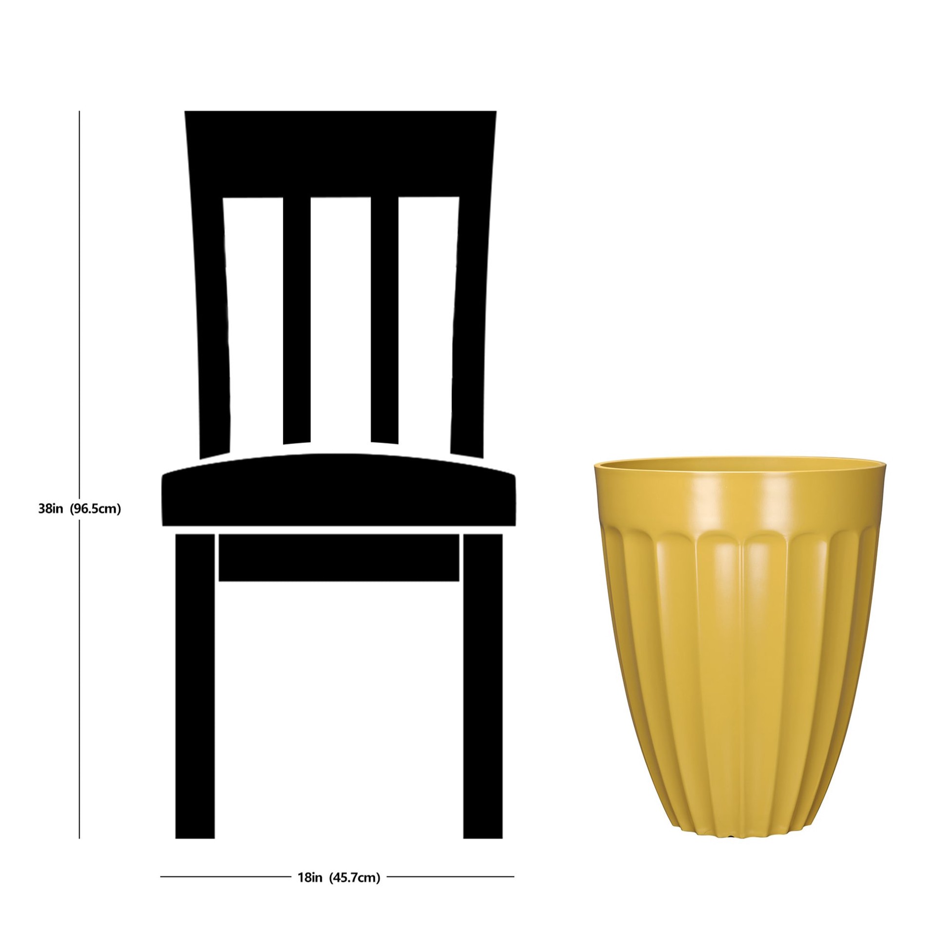 slide 6 of 6, allen + roth Round 15.12-in W x 15.12-in L Yellow Recycled plastic Indoor/Outdoor Planter, 1 ct