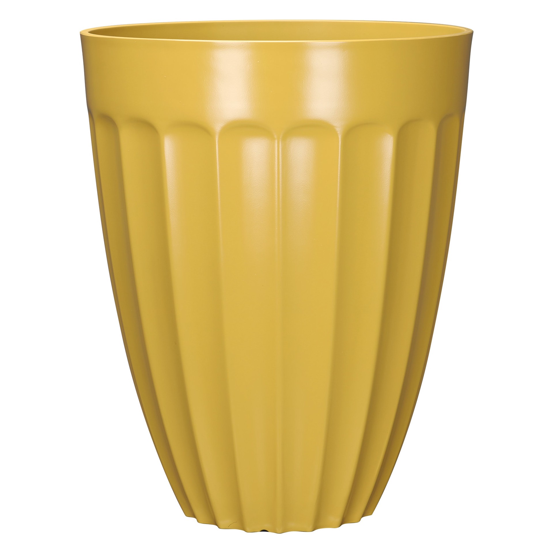 slide 1 of 6, allen + roth Round 15.12-in W x 15.12-in L Yellow Recycled plastic Indoor/Outdoor Planter, 1 ct