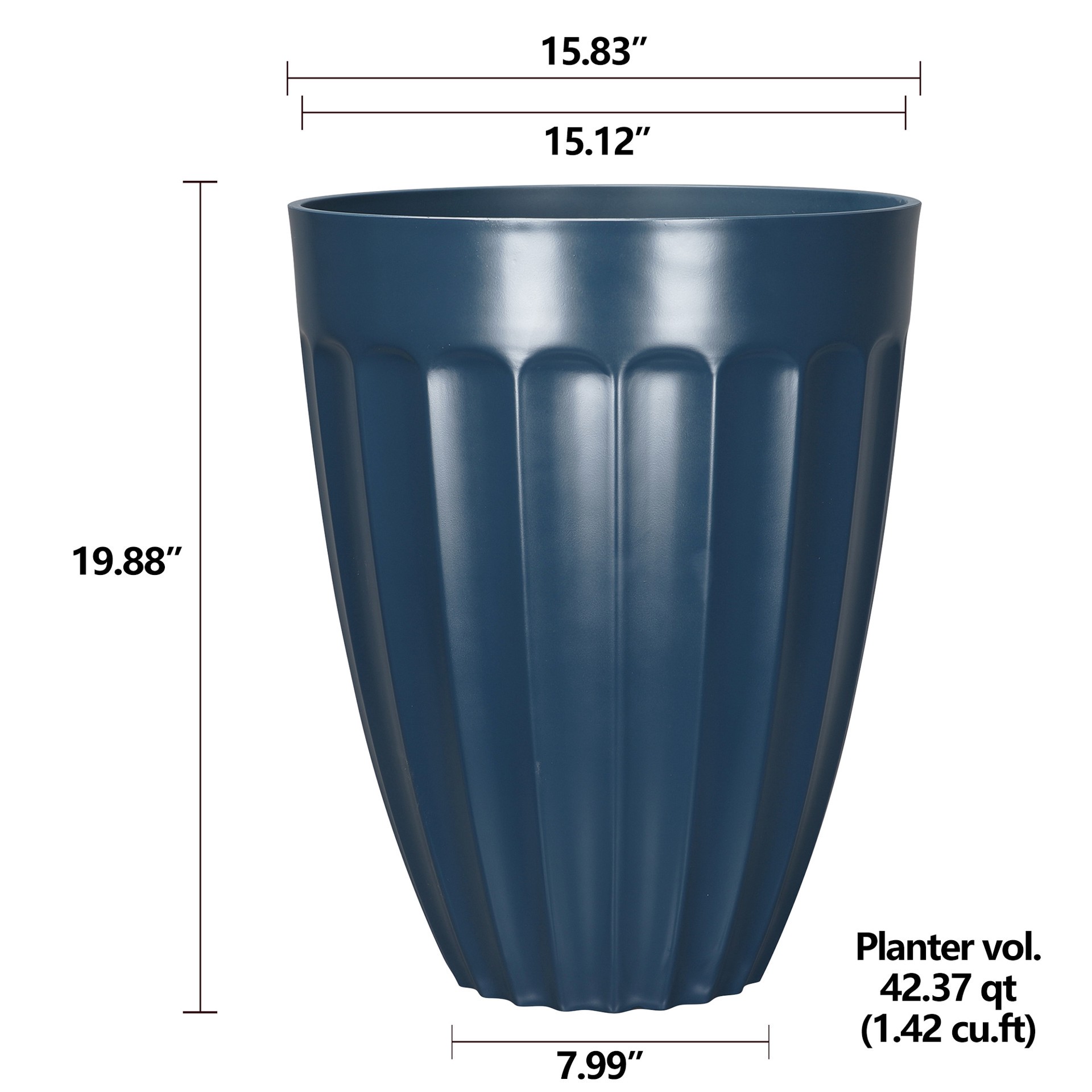 slide 4 of 6, allen + roth Round 15.12-in W x 15.12-in L Blue Recycled plastic Indoor/Outdoor Planter, 1 ct
