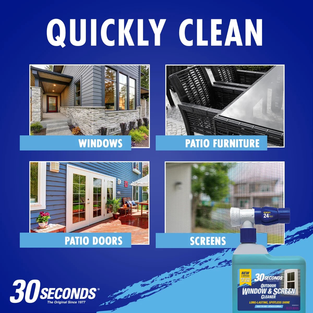 slide 2 of 6, 30 SECONDS Ready to Use Outdoor Window and Screen 128 -fl oz Pour bottle Glass Cleaner, 1 ct