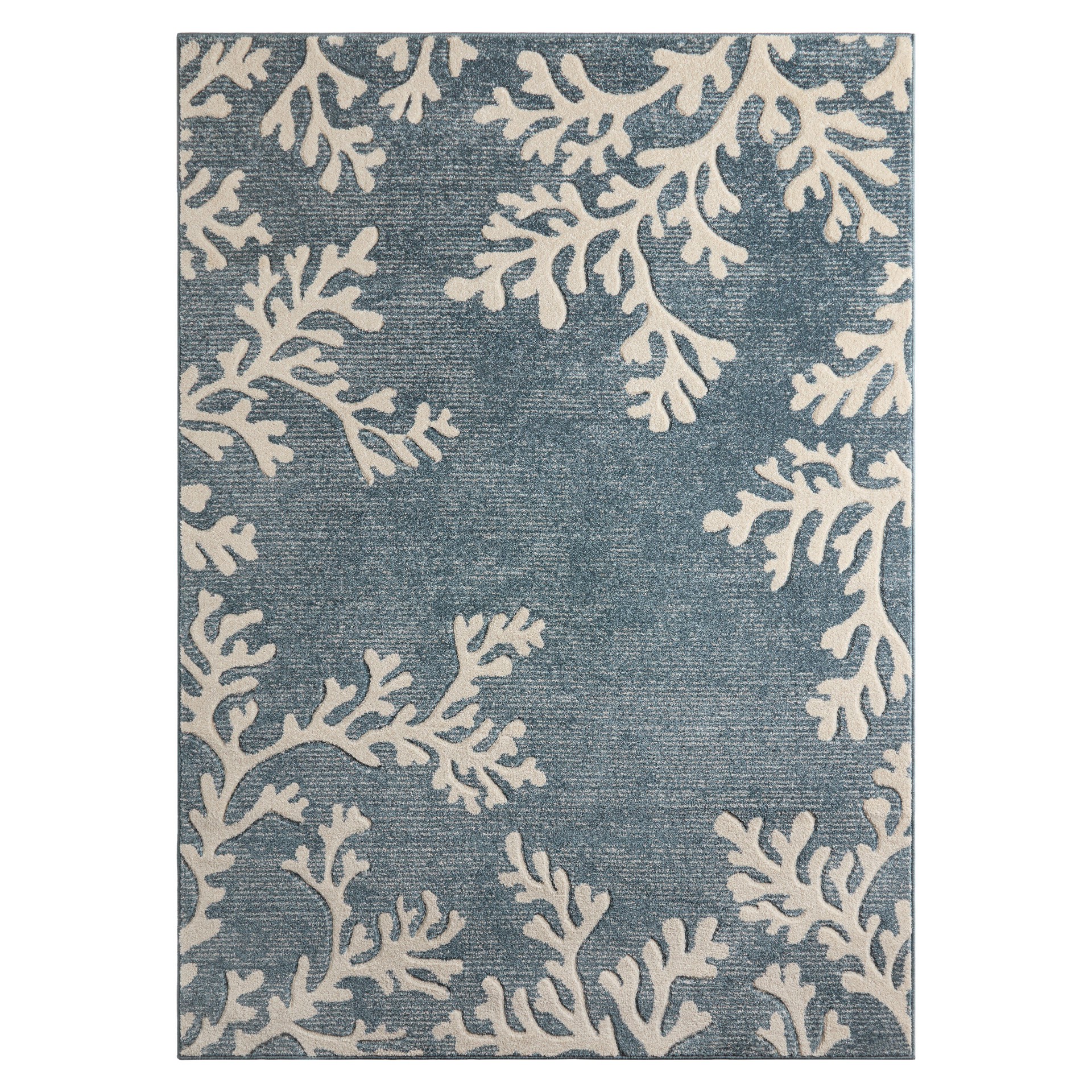 slide 2 of 6, allen + roth 5 x 7 (ft) Loomed Blue Rectangular Indoor Coastal Pet Friendly Area rug, 1 ct