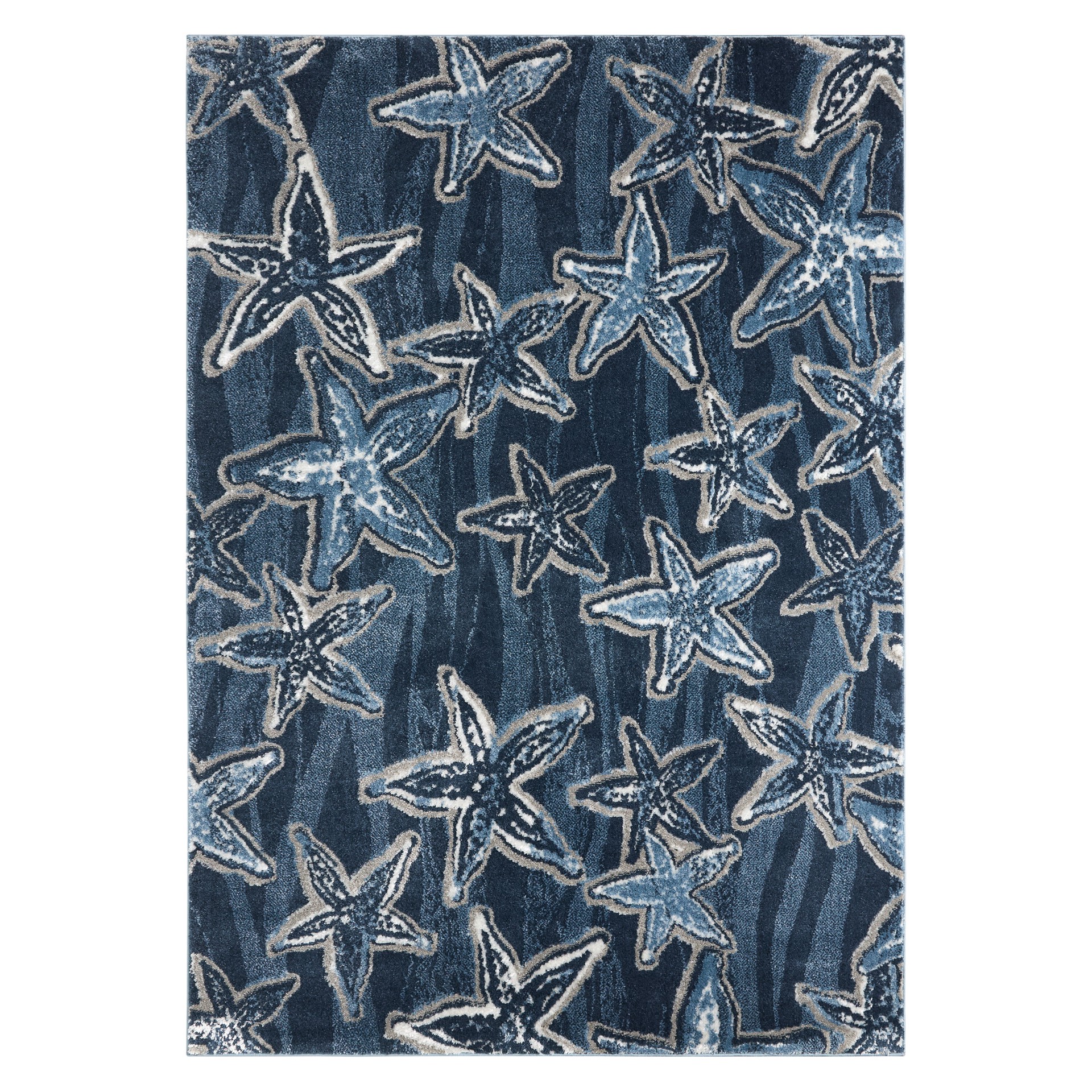 slide 2 of 6, allen + roth 5 x 7 (ft) Loomed Blue Rectangular Indoor Coastal Pet Friendly Area rug, 1 ct