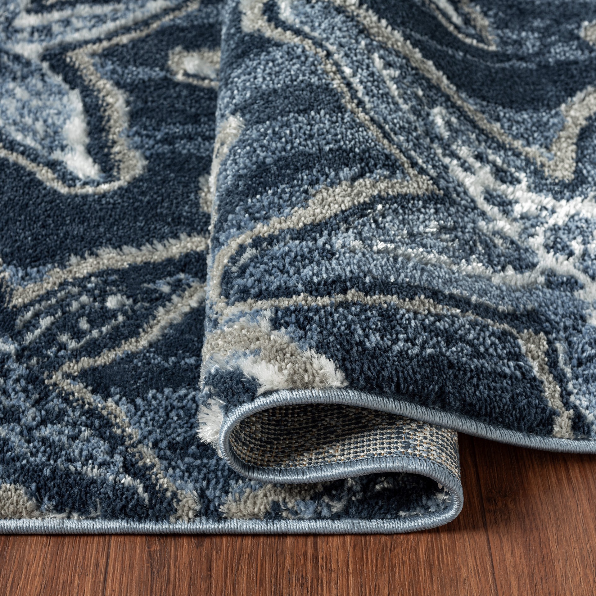 slide 3 of 6, allen + roth 5 x 7 (ft) Loomed Blue Rectangular Indoor Coastal Pet Friendly Area rug, 1 ct