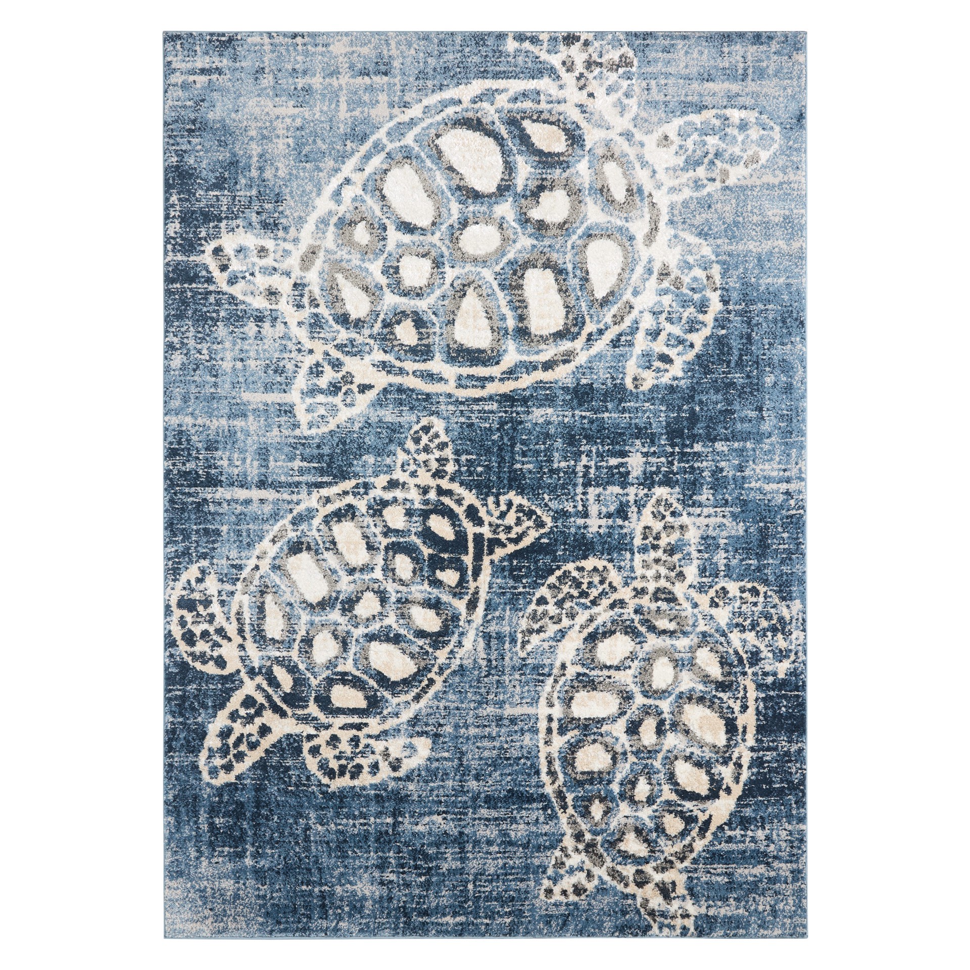 slide 2 of 6, allen + roth 5 x 7 (ft) Loomed Blue Rectangular Indoor Coastal Pet Friendly Area rug, 1 ct