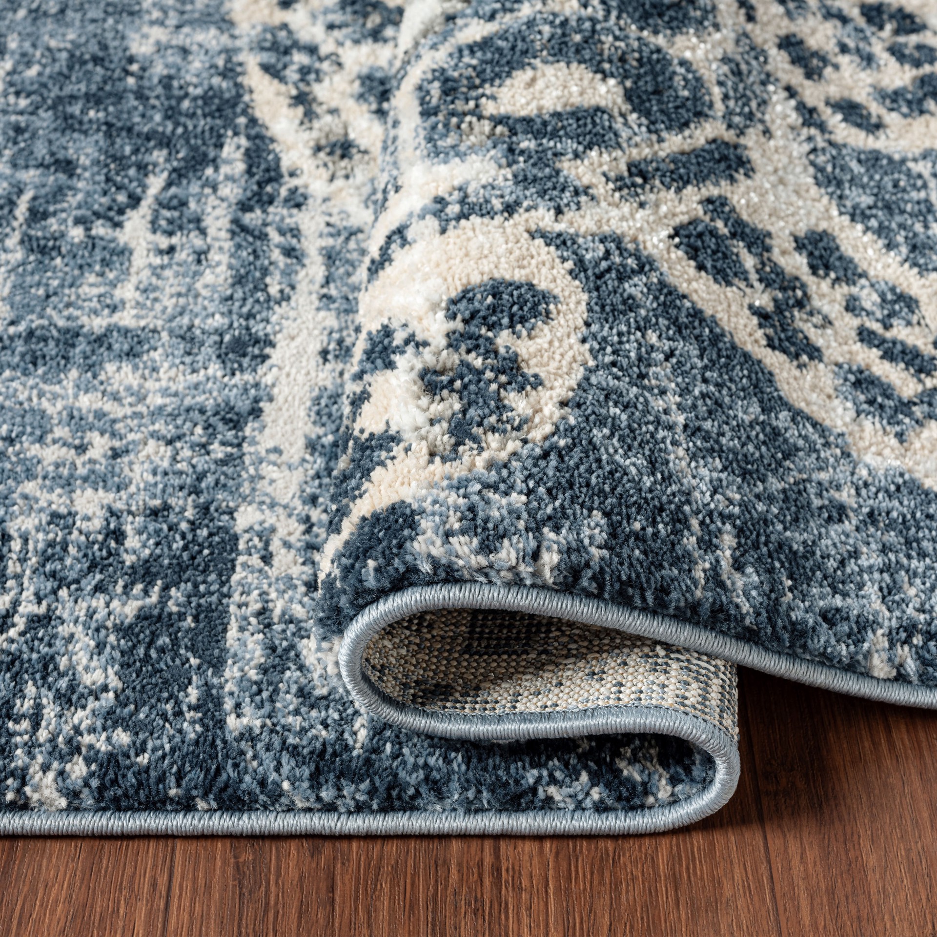 slide 3 of 6, allen + roth 5 x 7 (ft) Loomed Blue Rectangular Indoor Coastal Pet Friendly Area rug, 1 ct