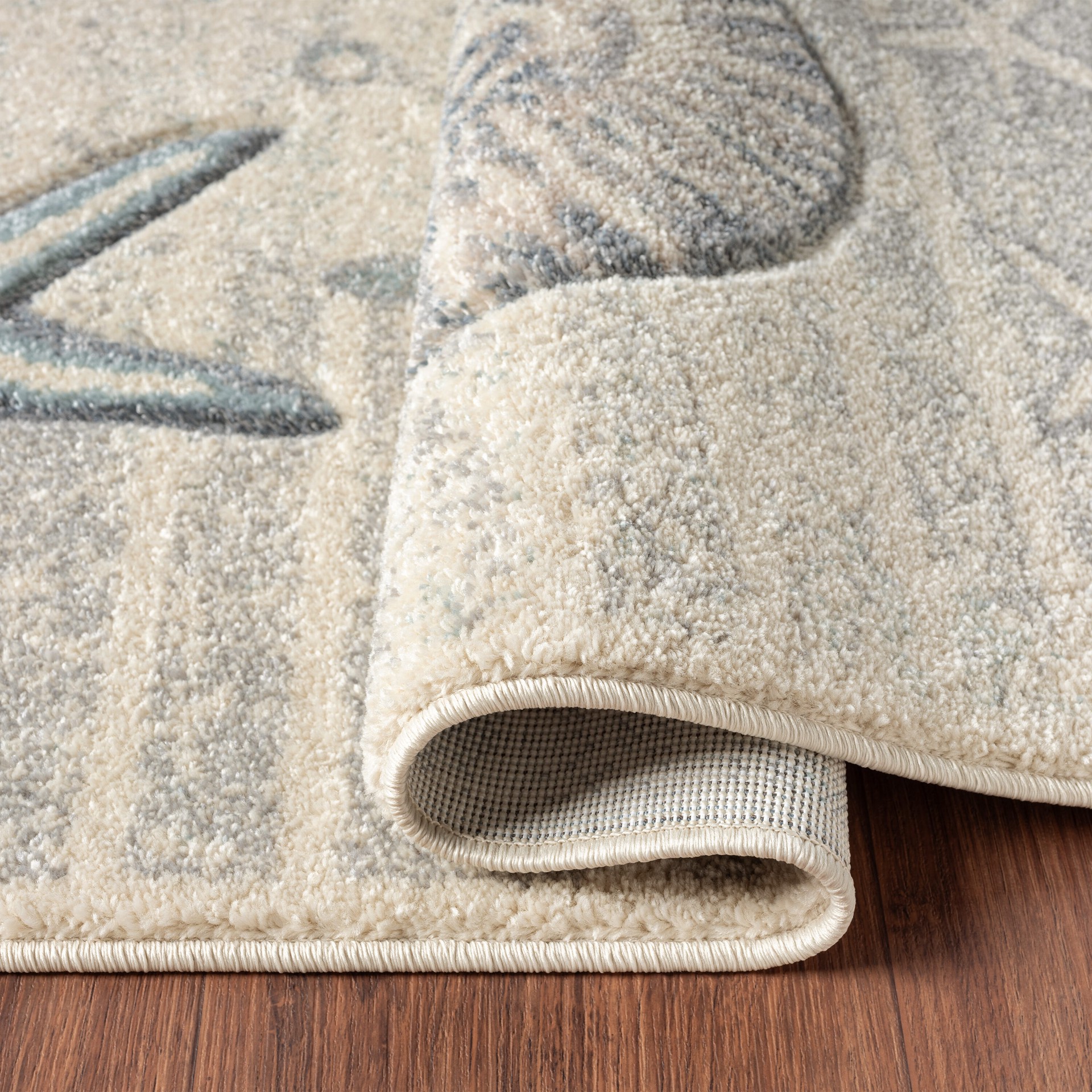 slide 3 of 6, allen + roth Ondine 5 x 7 (ft) Loomed Cream Rectangular Indoor Coastal Pet Friendly Area rug, 1 ct