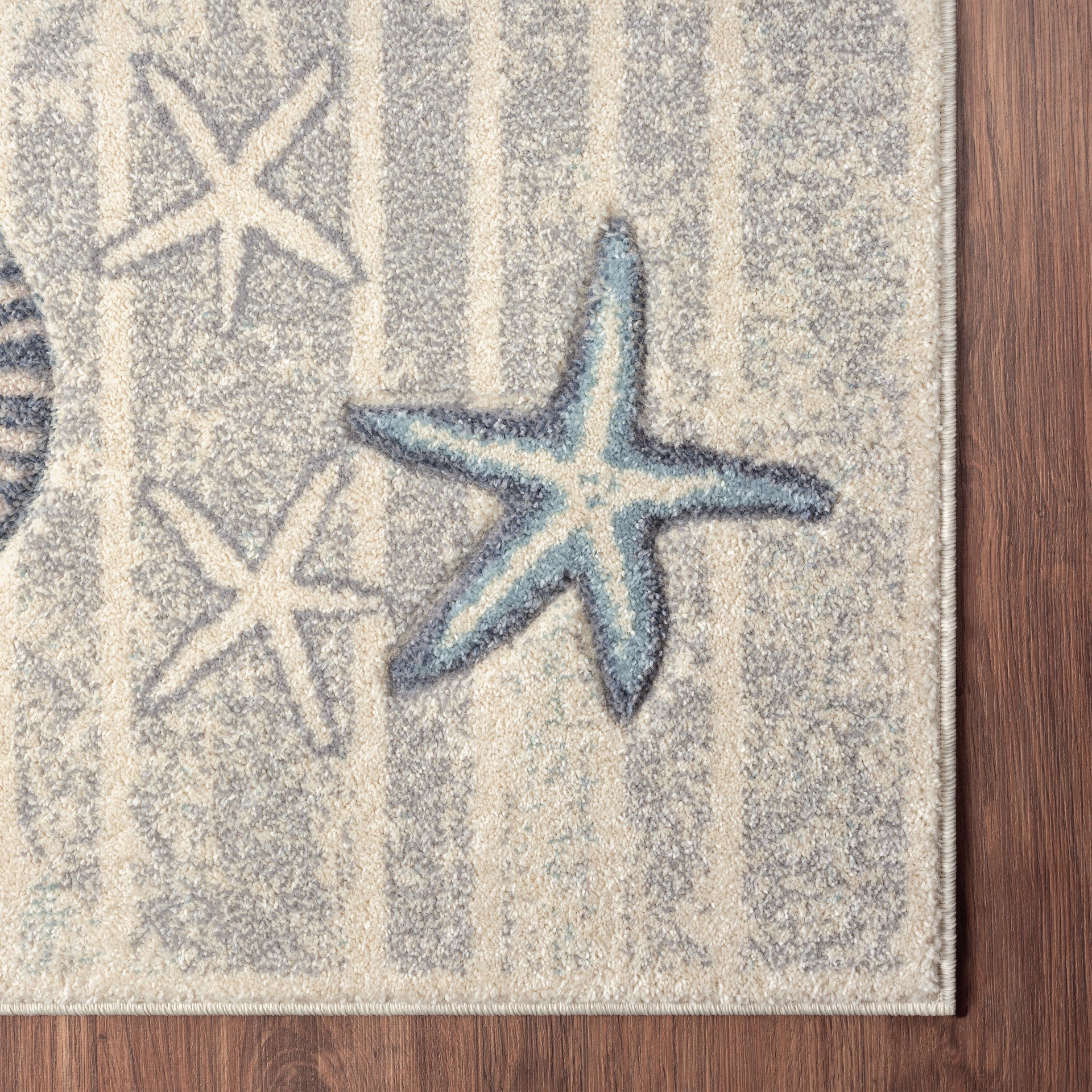 slide 4 of 6, allen + roth Ondine 5 x 7 (ft) Loomed Cream Rectangular Indoor Coastal Pet Friendly Area rug, 1 ct