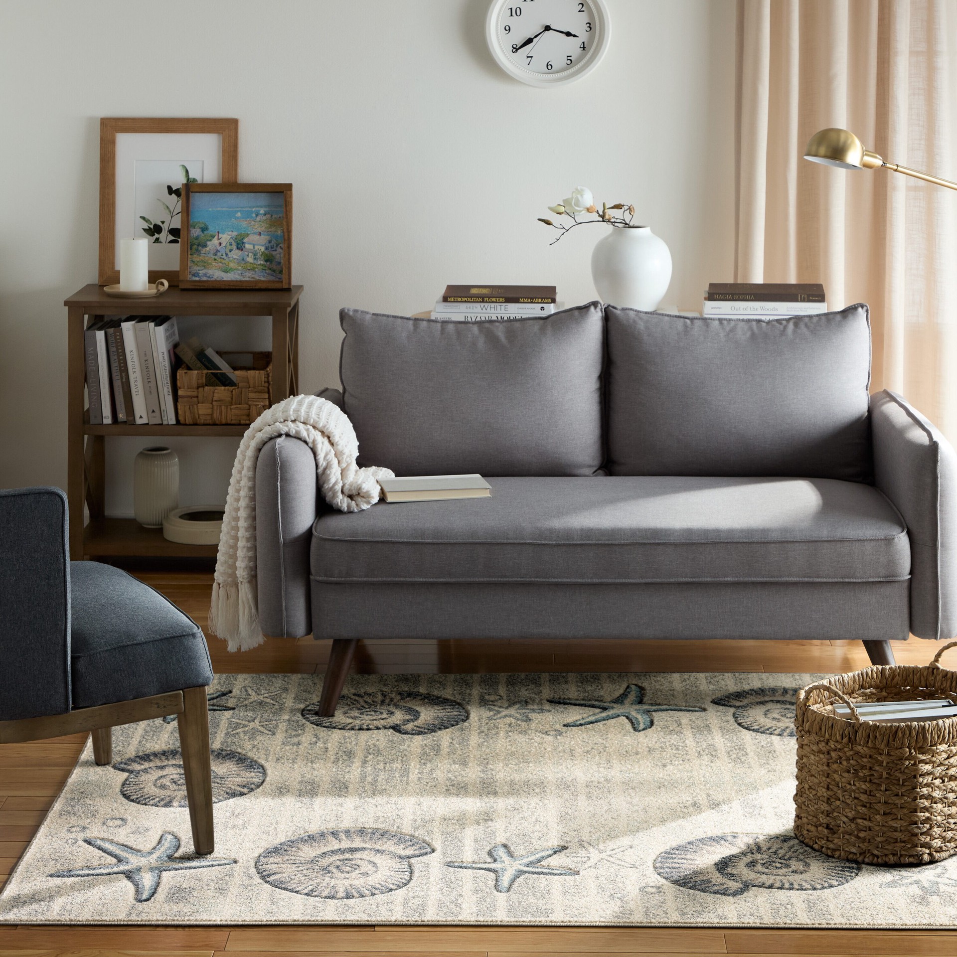 slide 6 of 6, allen + roth Ondine 5 x 7 (ft) Loomed Cream Rectangular Indoor Coastal Pet Friendly Area rug, 1 ct