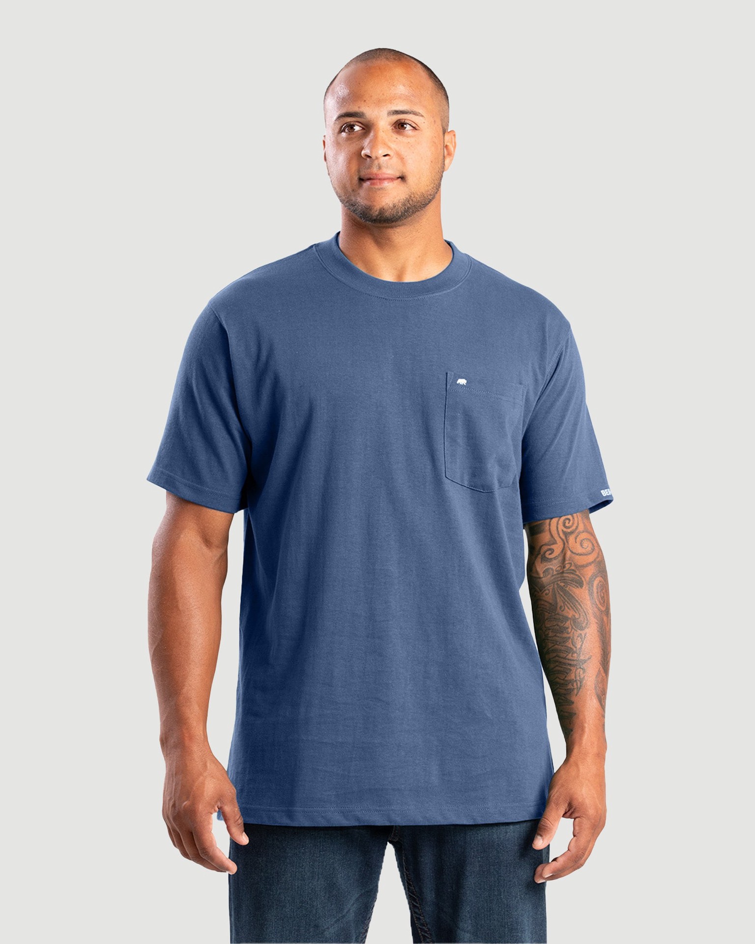 slide 4 of 4, BERNE APPAREL Men's Blue Heavy weight Jersey Short sleeve T-shirt ( XL ), 1 ct