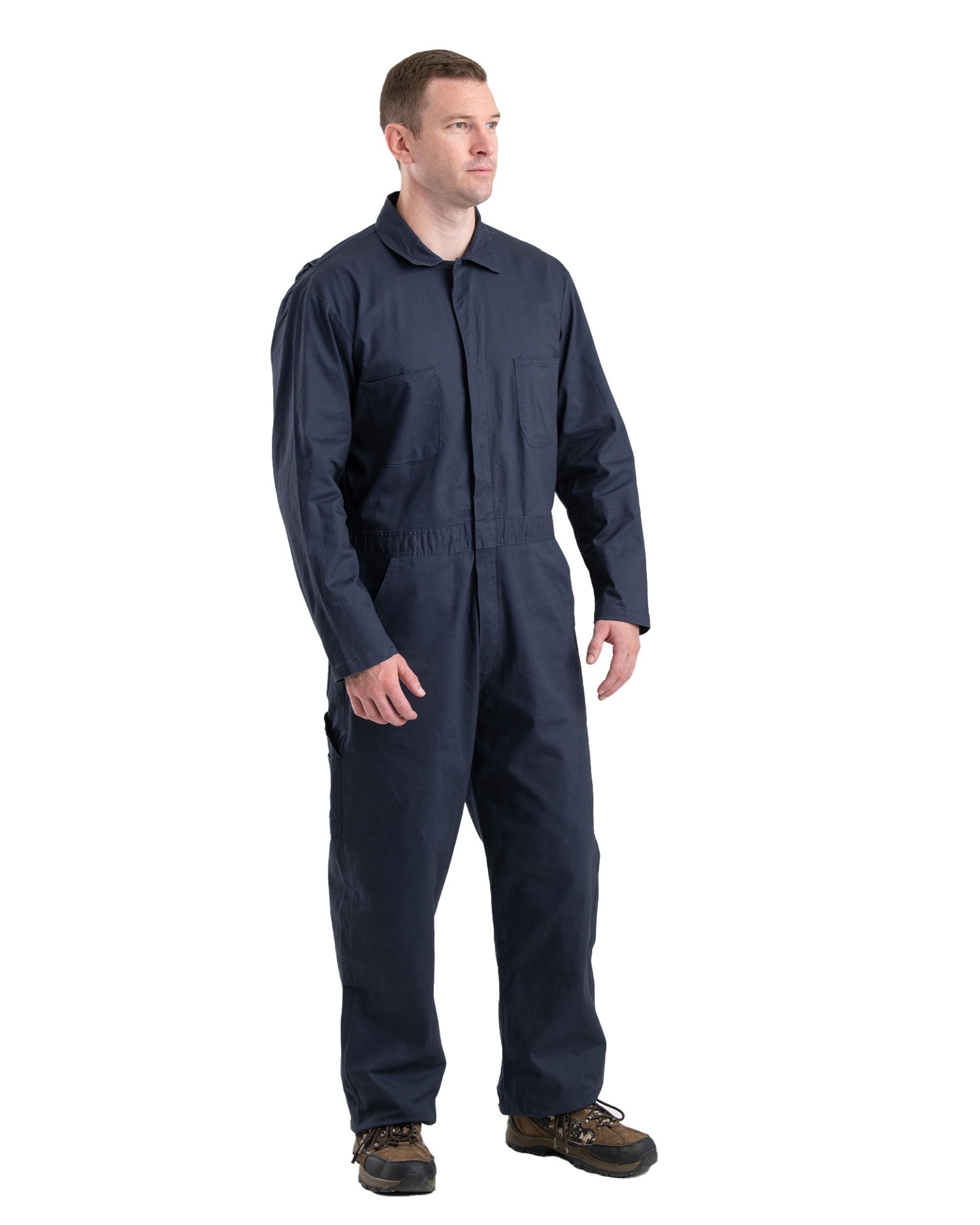 slide 4 of 4, BERNE APPAREL Men's Navy Long sleeve Twill Coverall ( Medium short ), 1 ct