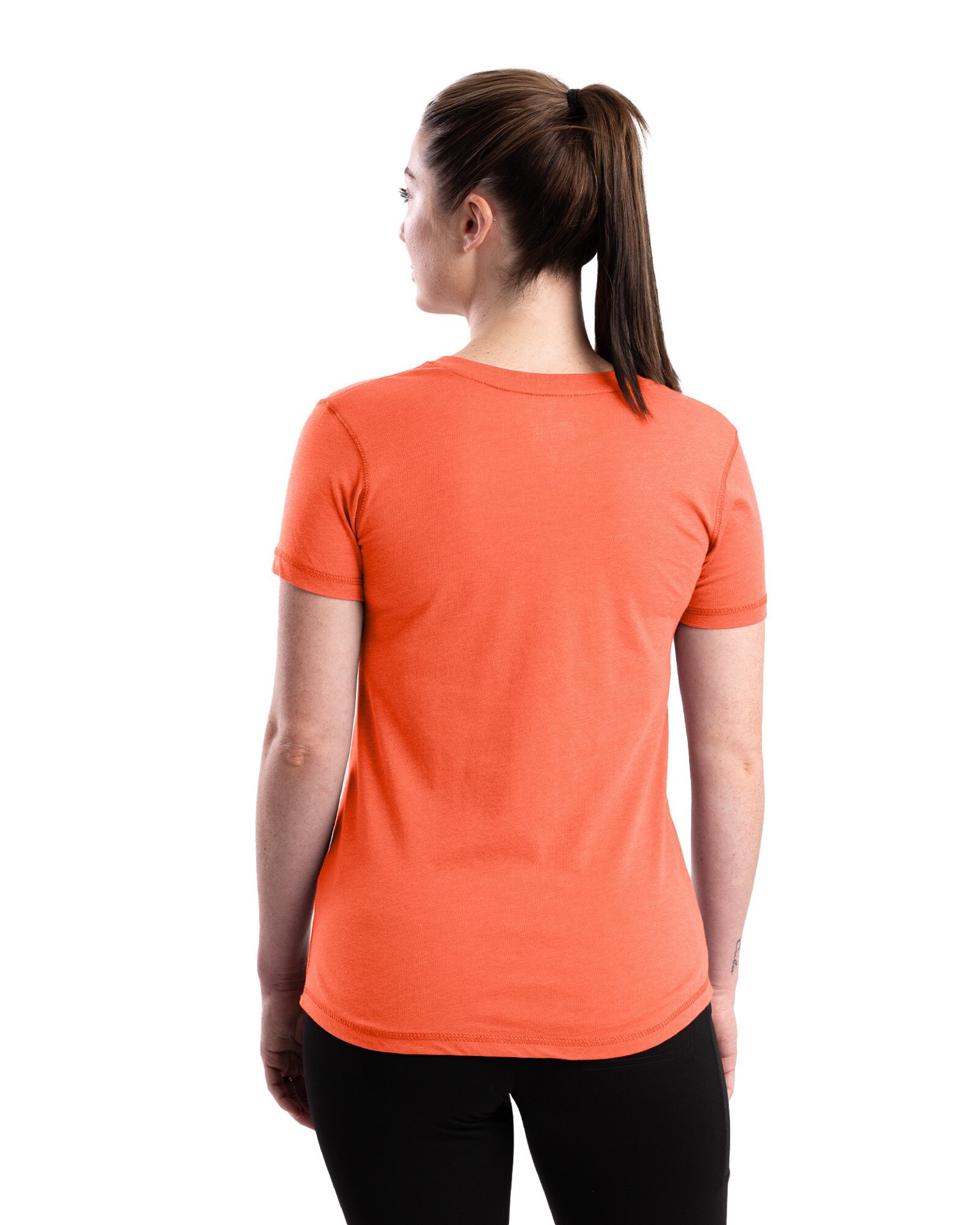 slide 3 of 4, BERNE APPAREL Women's Orange Jersey Short sleeve Solid T-shirt ( Large ), 1 ct