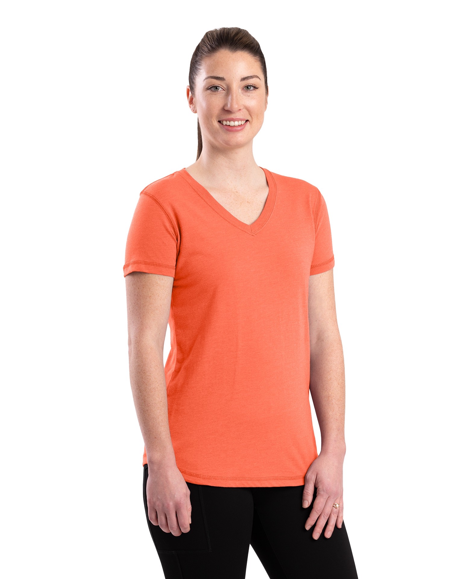 slide 1 of 4, BERNE APPAREL Women's Orange Jersey Short sleeve Solid T-shirt ( Large ), 1 ct