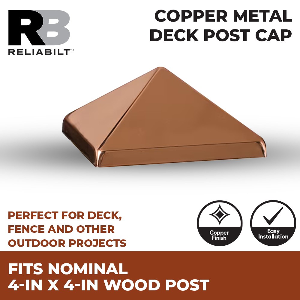 slide 2 of 6, RELIABILT 4-in x 4-in Classic Copper Metal Deck Post Cap, 1 ct