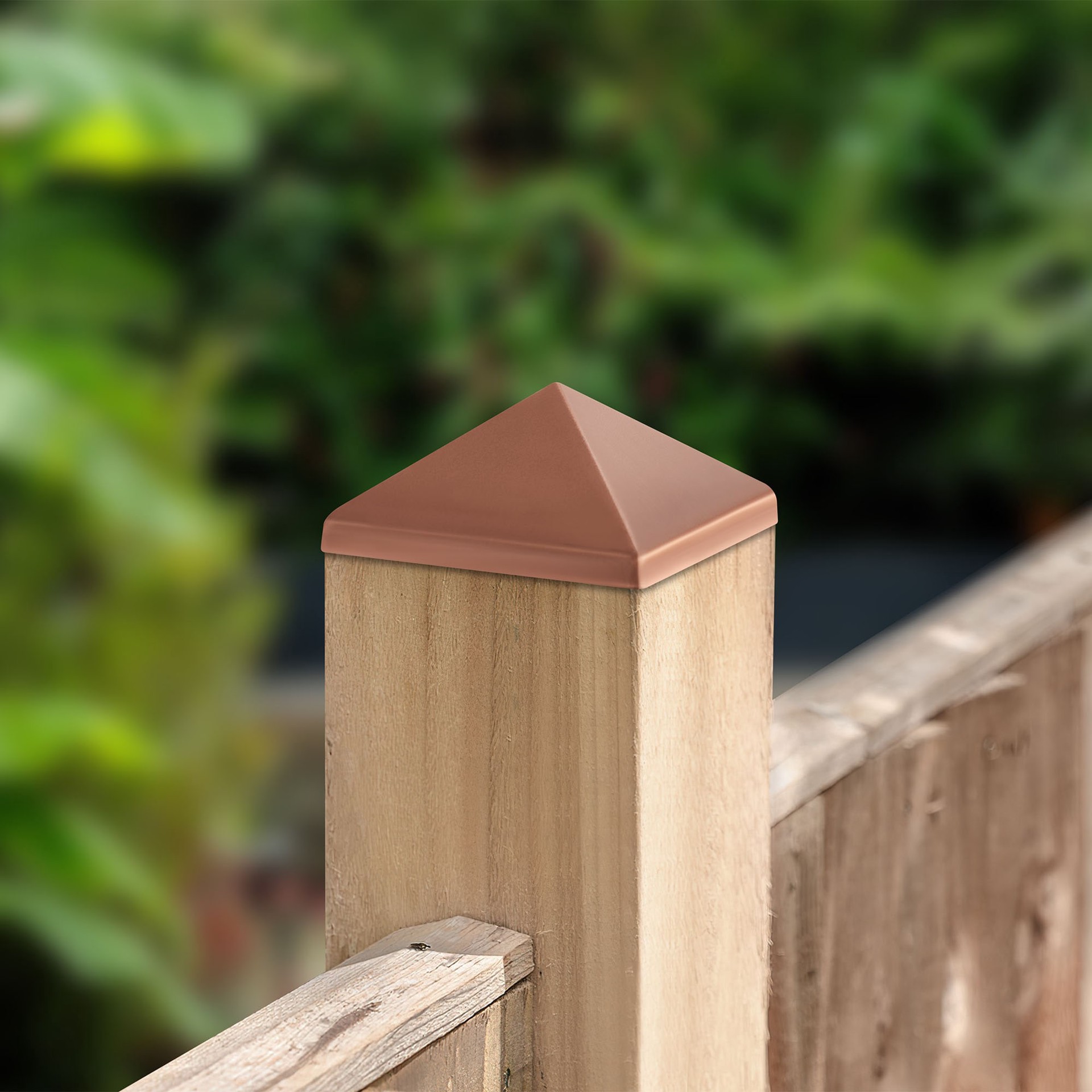 slide 4 of 6, RELIABILT 4-in x 4-in Classic Copper Metal Deck Post Cap, 1 ct