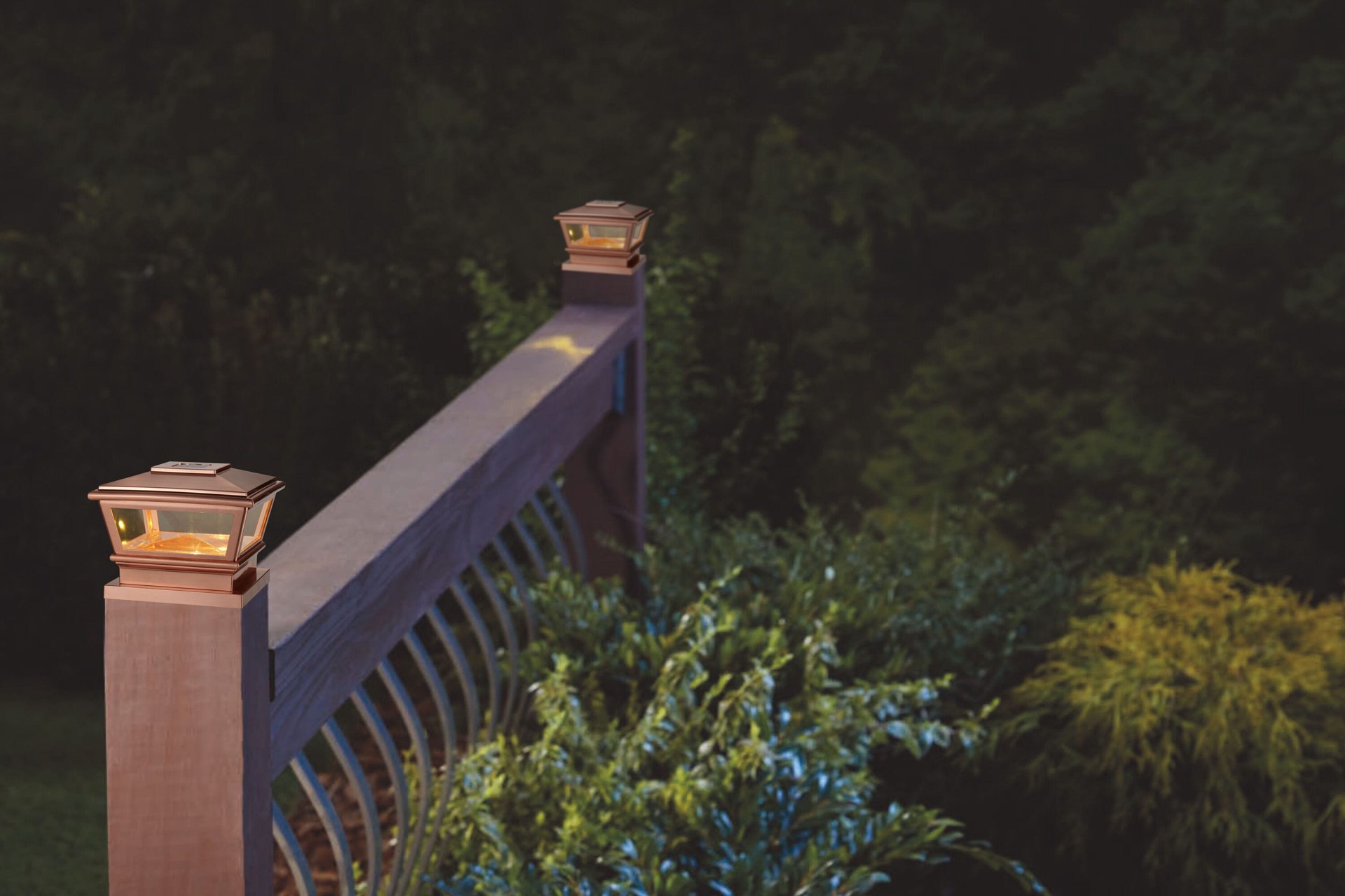 slide 4 of 6, RELIABILT Solar 4-in x 4-in Copper LED Outdoor Post cap light, 1 ct