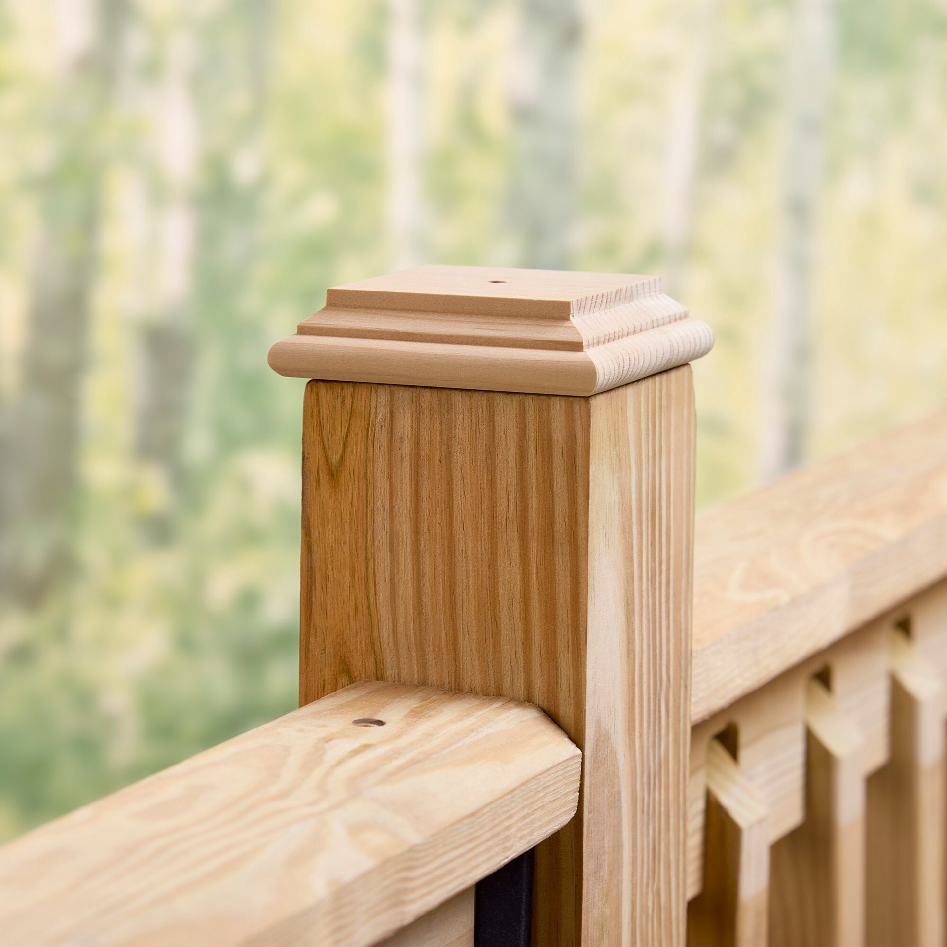slide 3 of 6, RELIABILT 4-in x 4-in Natural Wood Redwood Deck Post Cap, 1 ct