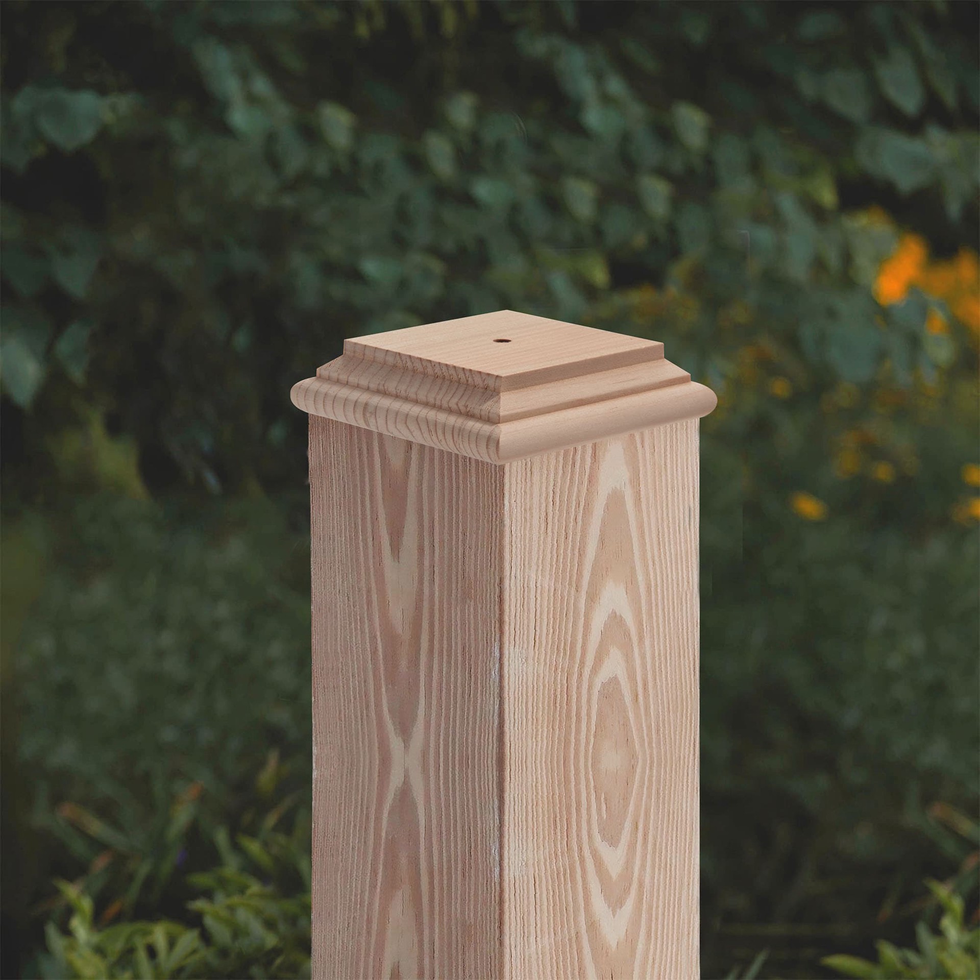 slide 4 of 6, RELIABILT 4-in x 4-in Natural Wood Redwood Deck Post Cap, 1 ct