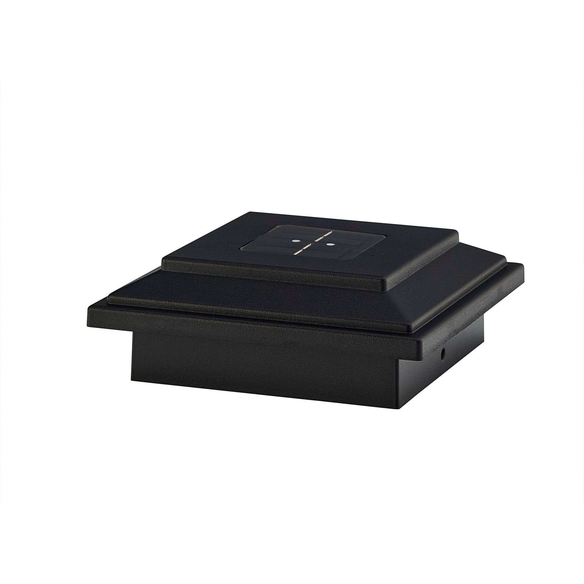 slide 1 of 6, RELIABILT Solar 4-in x 4-in Black LED Outdoor Post cap light, 1 ct