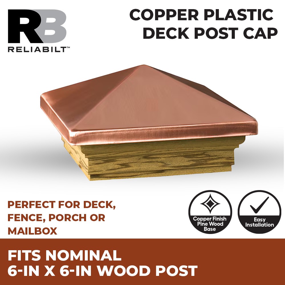 slide 2 of 6, RELIABILT 6-in x 6-in Copper Plastic Deck Post Cap, 1 ct