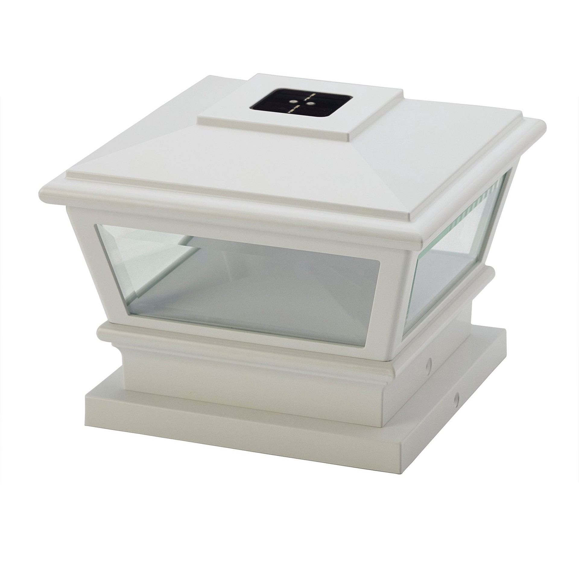 slide 1 of 6, RELIABILT Solar 4-in x 4-in White LED Outdoor Post cap light, 1 ct