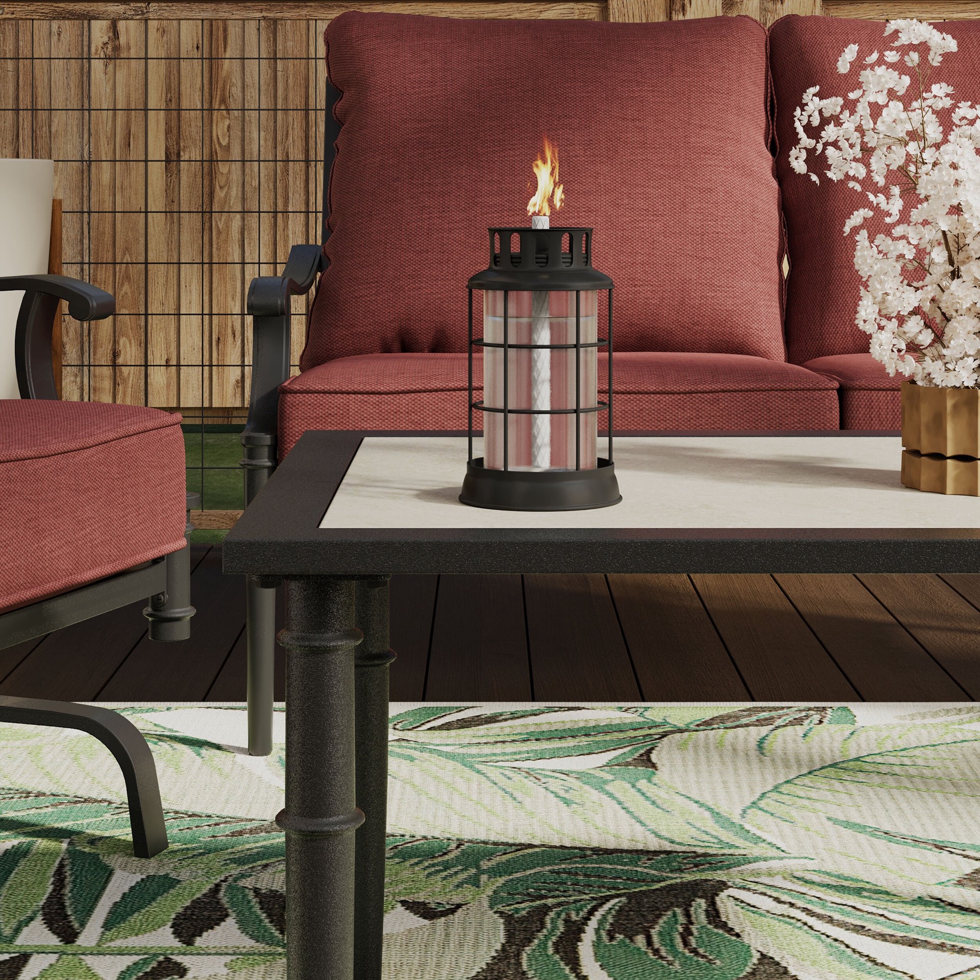 slide 2 of 6, TIKI 7.6 Inches Black Glass Citronella Tabletop torch, 1 ct