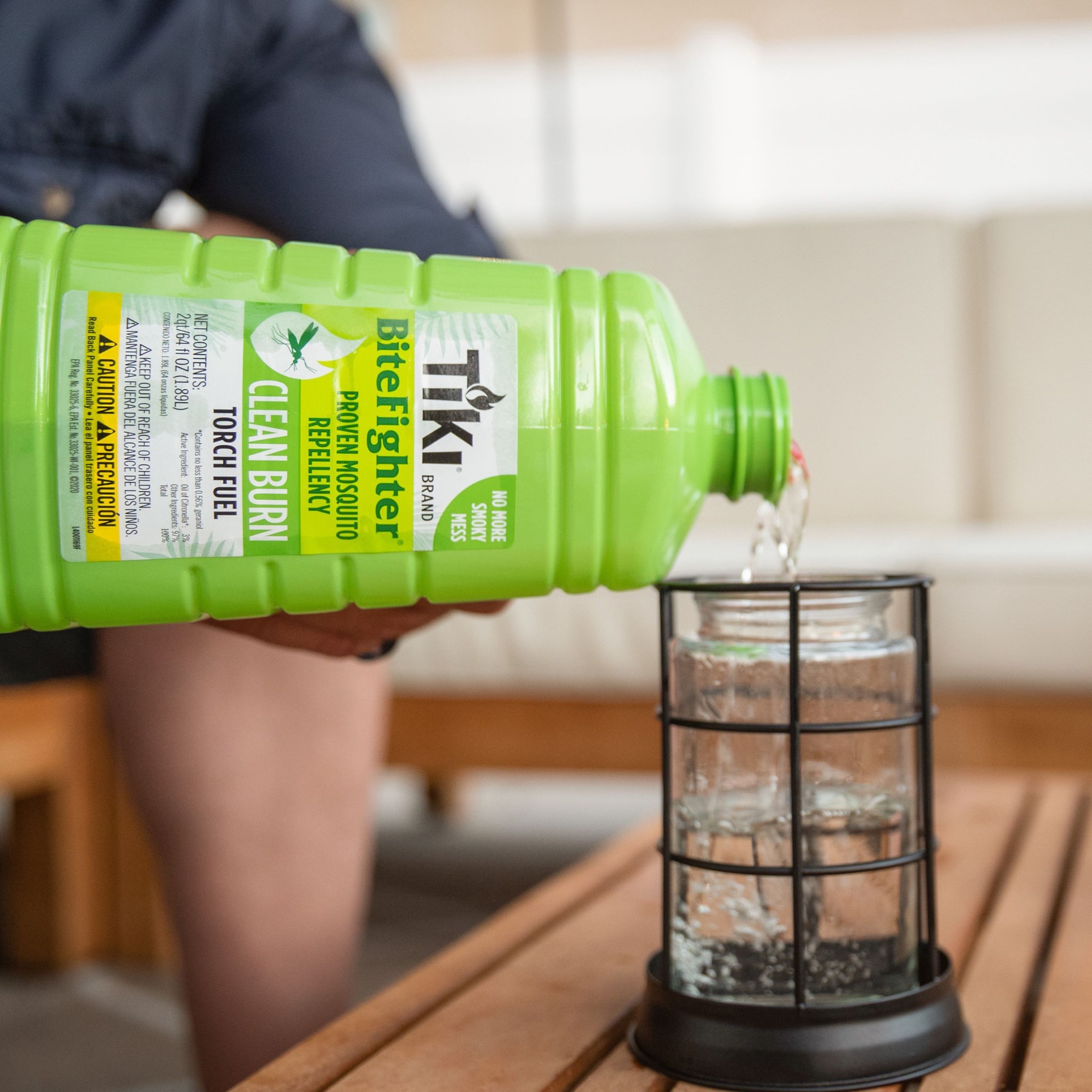 slide 5 of 6, TIKI 7.6 Inches Black Glass Citronella Tabletop torch, 1 ct