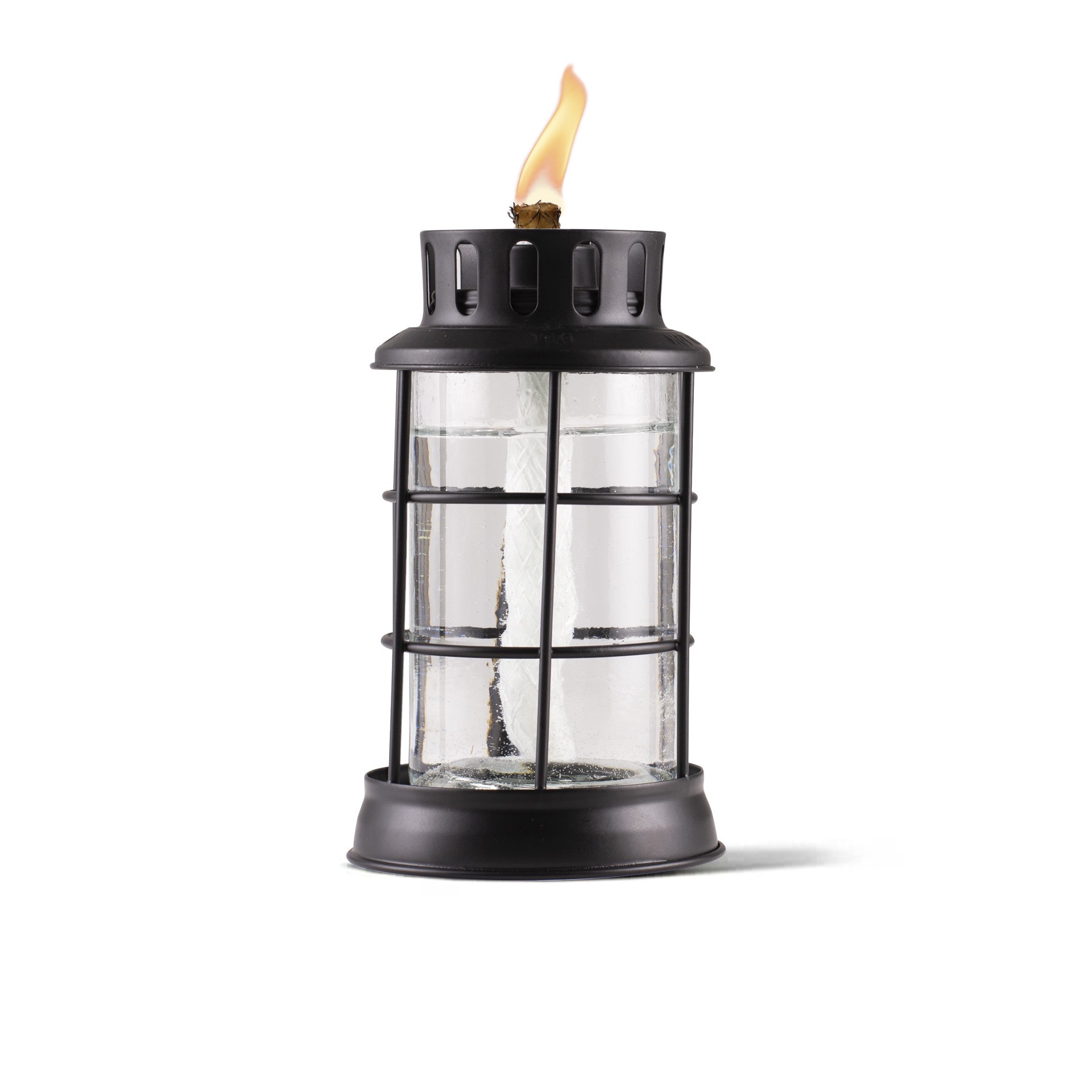 slide 1 of 6, TIKI 7.6 Inches Black Glass Citronella Tabletop torch, 1 ct