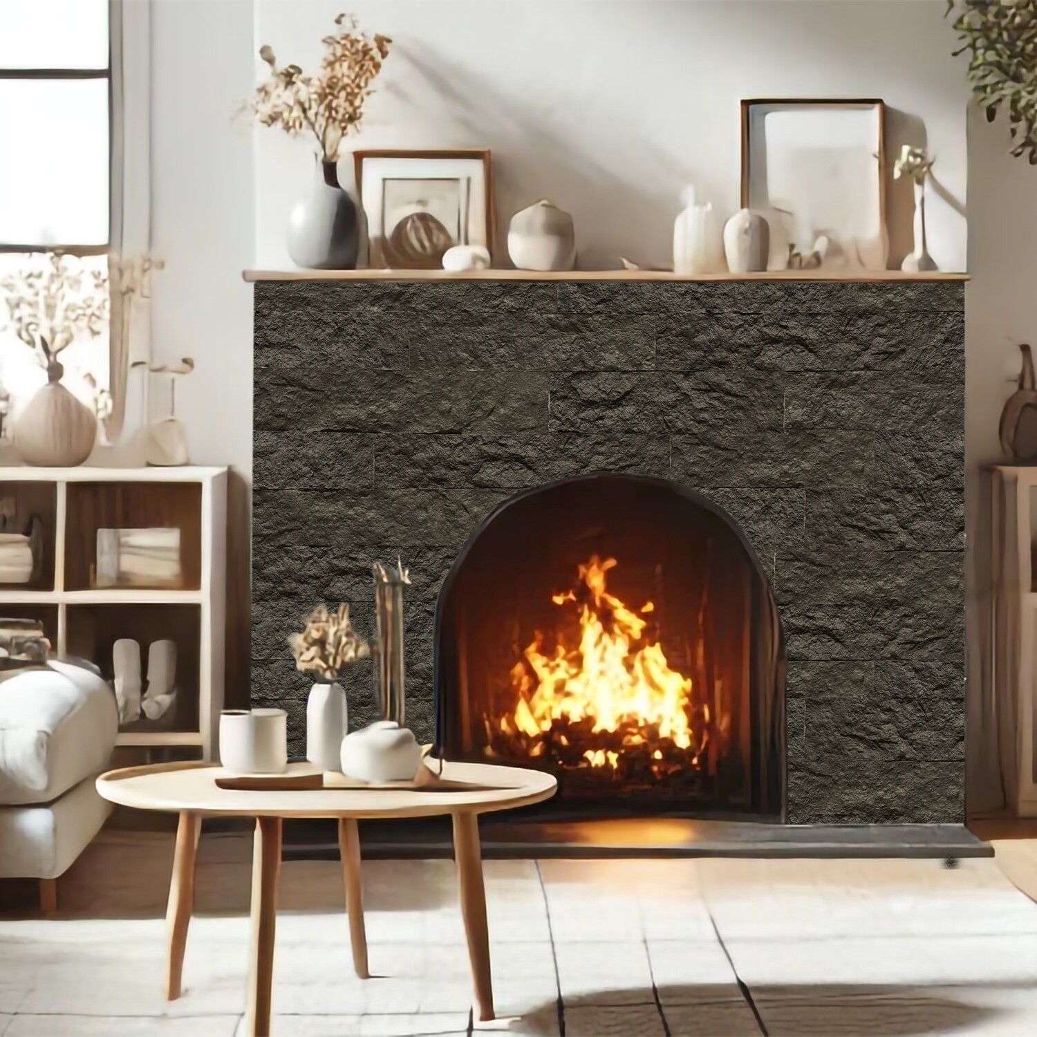 slide 5 of 6, LuxySplash Annetta Soft Black 12-in x 15-in Natural Natural Mixed Subway Wall Tile ( 1.0-sq ft Piece ), 1 ct