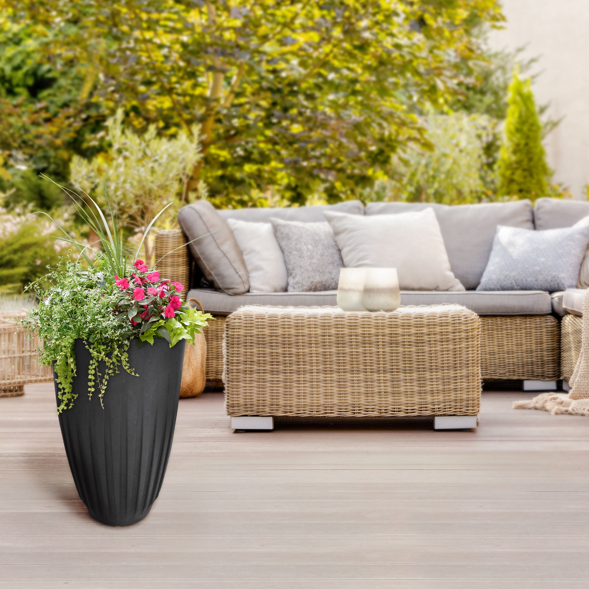 slide 2 of 4, Origin 21 16-in W x Black Rubber Indoor/Outdoor Self Watering Planter, 1 ct