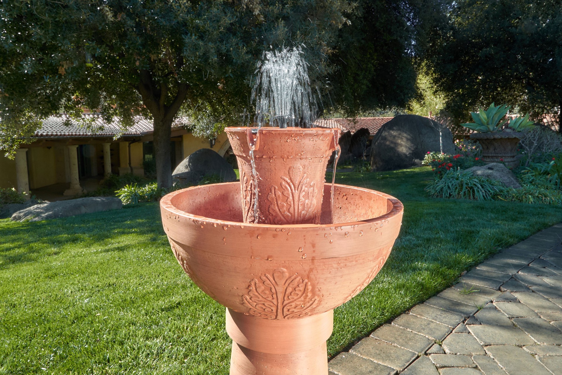 slide 5 of 5, allen + roth 30-in H Plastic Tiered Outdoor Fountain Pump Included, 1 ct