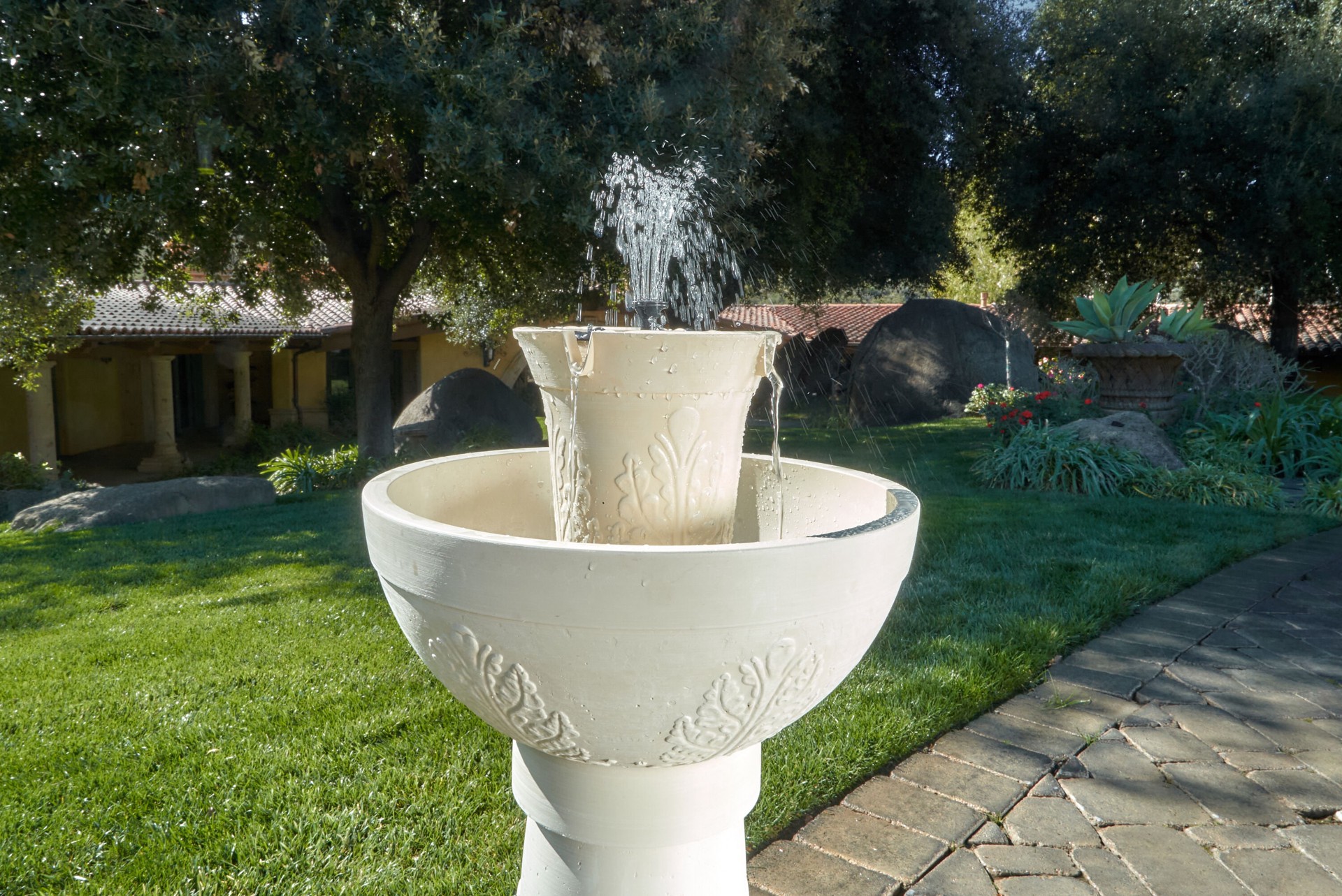 slide 5 of 5, allen + roth 30-in H Plastic Tiered Outdoor Fountain Pump Included, 1 ct