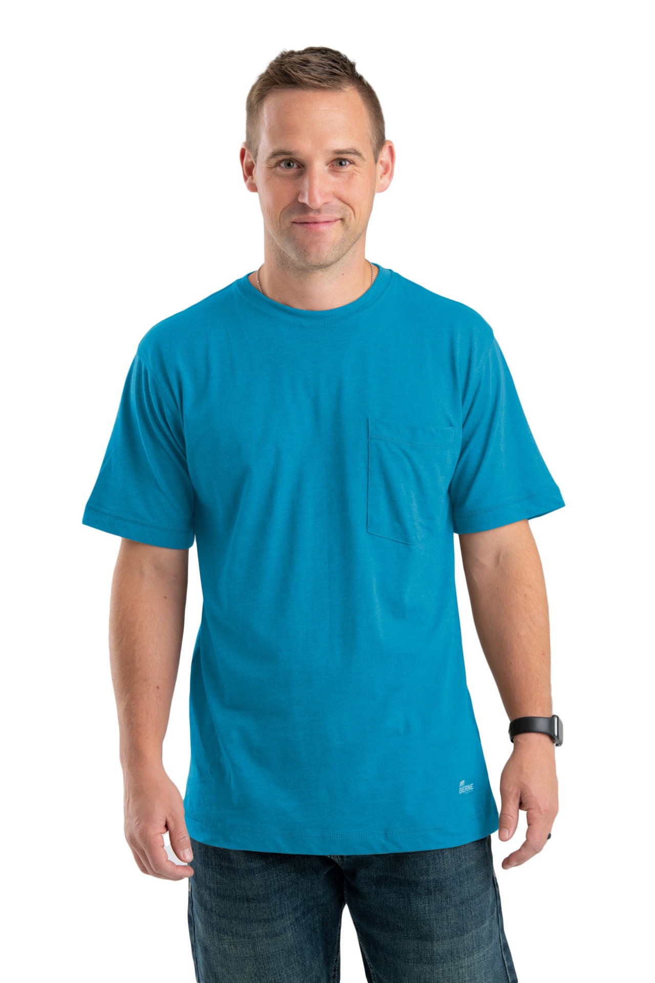 slide 1 of 4, BERNE APPAREL Men's Blue Jersey Short sleeve T-shirt ( Large ), 1 ct