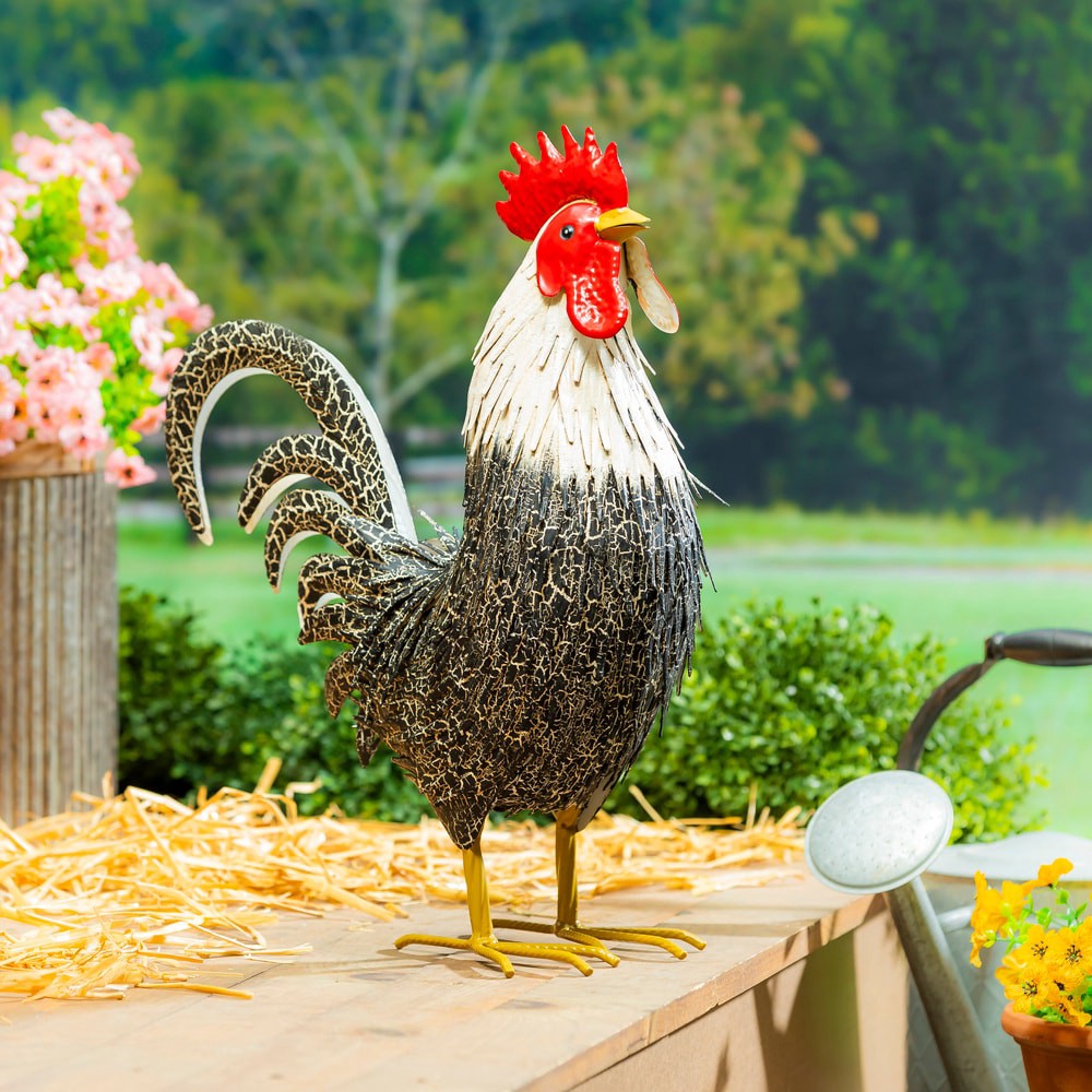 slide 3 of 3, Style Selections 20.47-in H x 7.48-in W Multiple colors/finishes Rooster Garden Statue, 1 ct