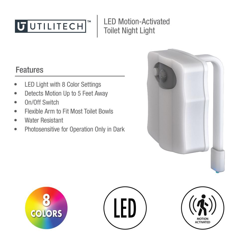 slide 3 of 6, Utilitech White Toilet seat night light, 1 ct