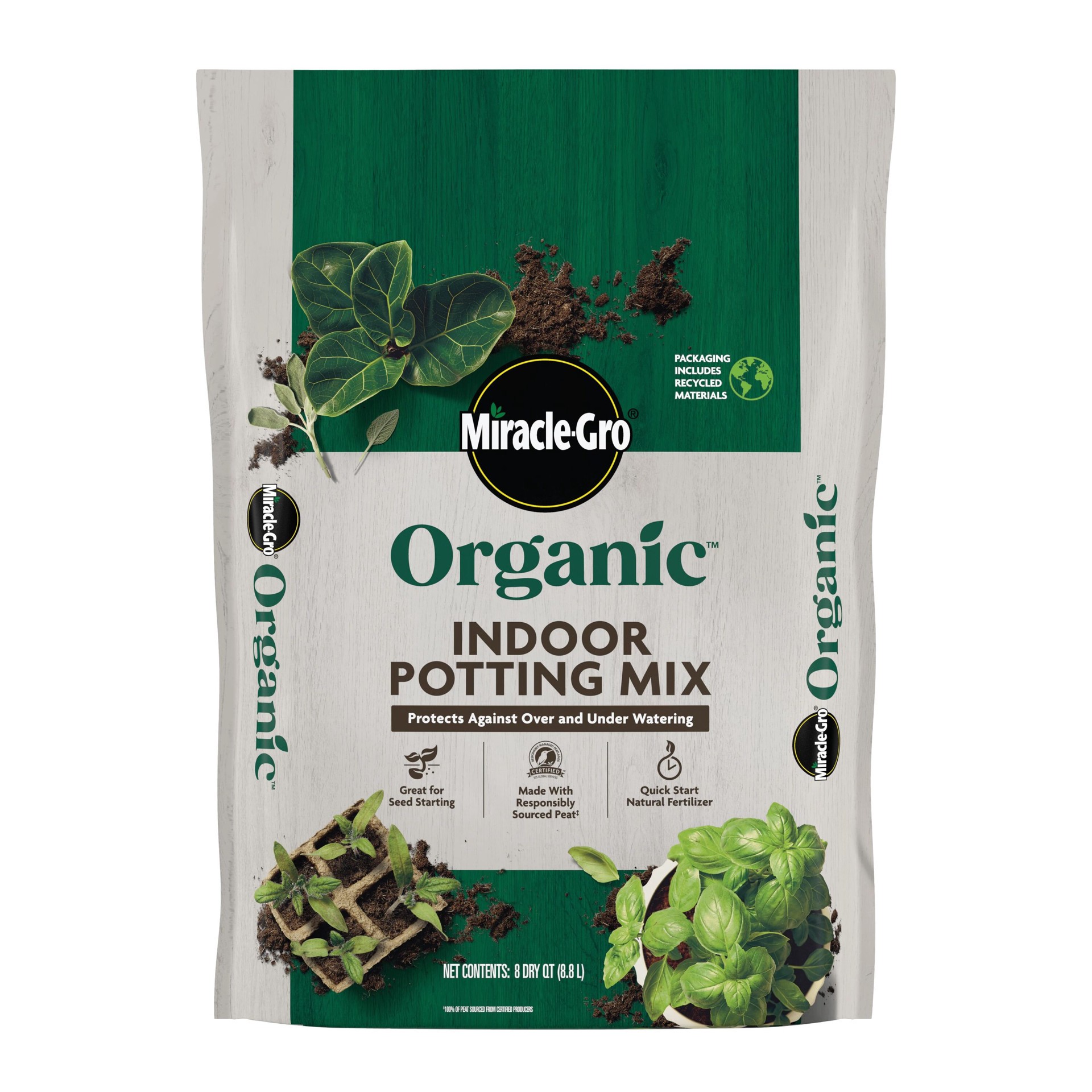 slide 1 of 6, Miracle-Gro Organic Indoor 8 Quart(s) All-purpose Organic Potting soil mix, 1 ct