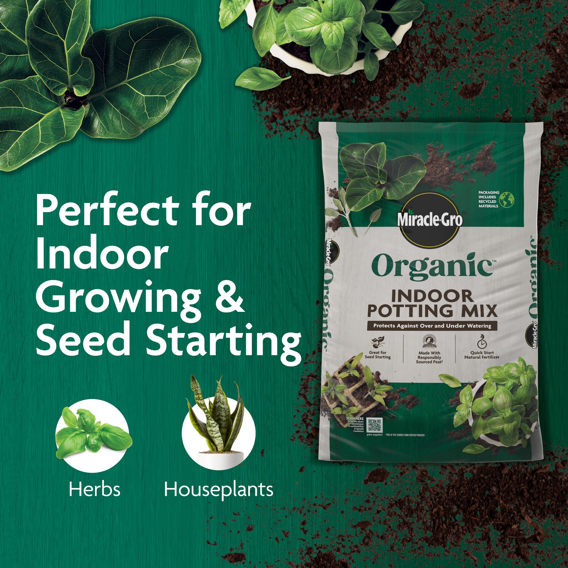 slide 3 of 6, Miracle-Gro Organic Indoor 8 Quart(s) All-purpose Organic Potting soil mix, 1 ct