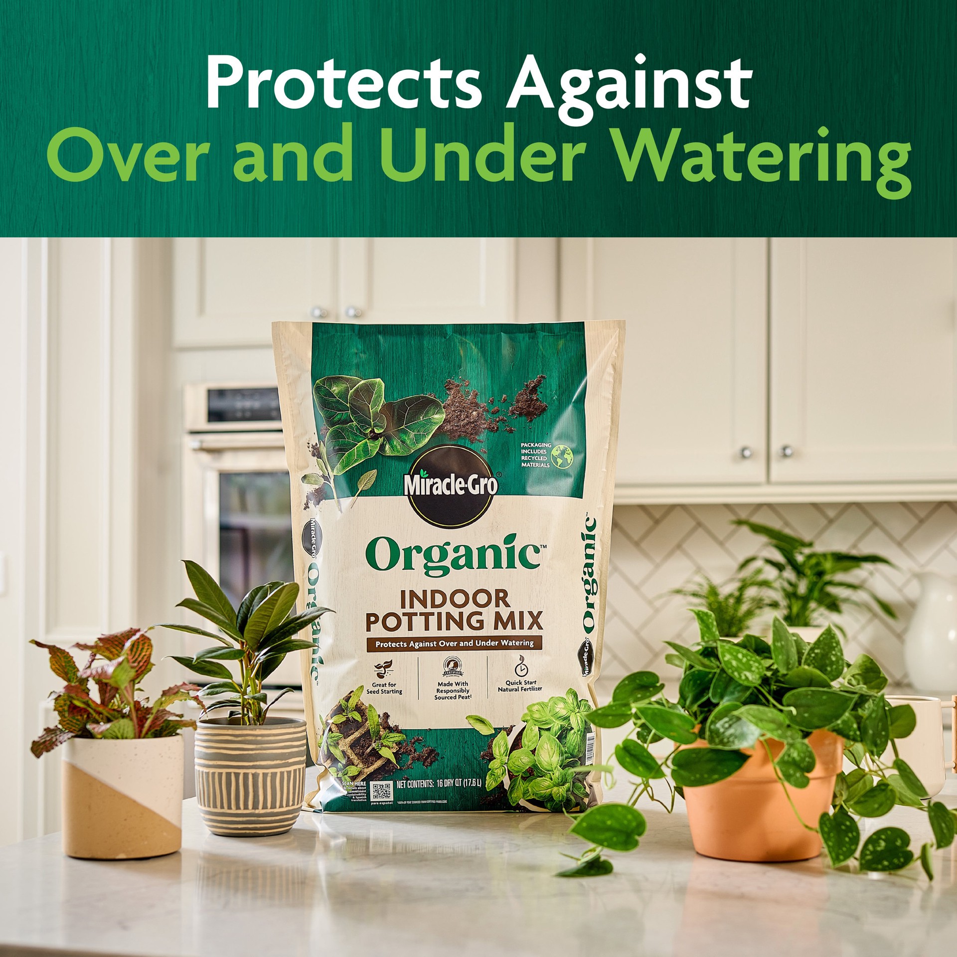 slide 4 of 6, Miracle-Gro Organic Indoor 8 Quart(s) All-purpose Organic Potting soil mix, 1 ct