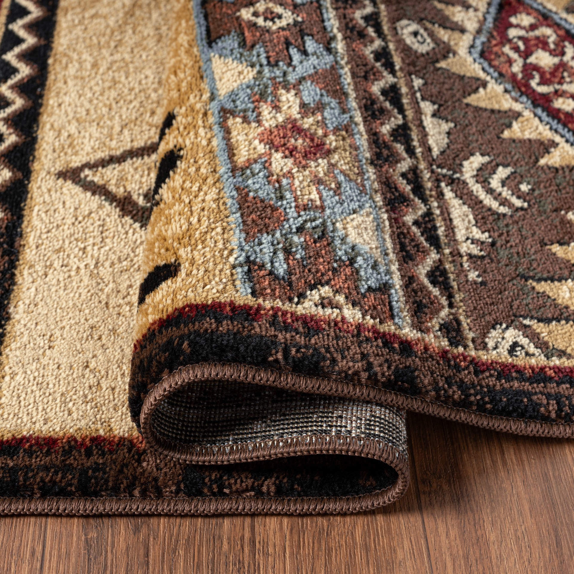slide 3 of 6, allen + roth 5 x 7 (ft) Loomed Beige-Red Rectangular Indoor Lodge Pet Friendly Area rug, 1 ct