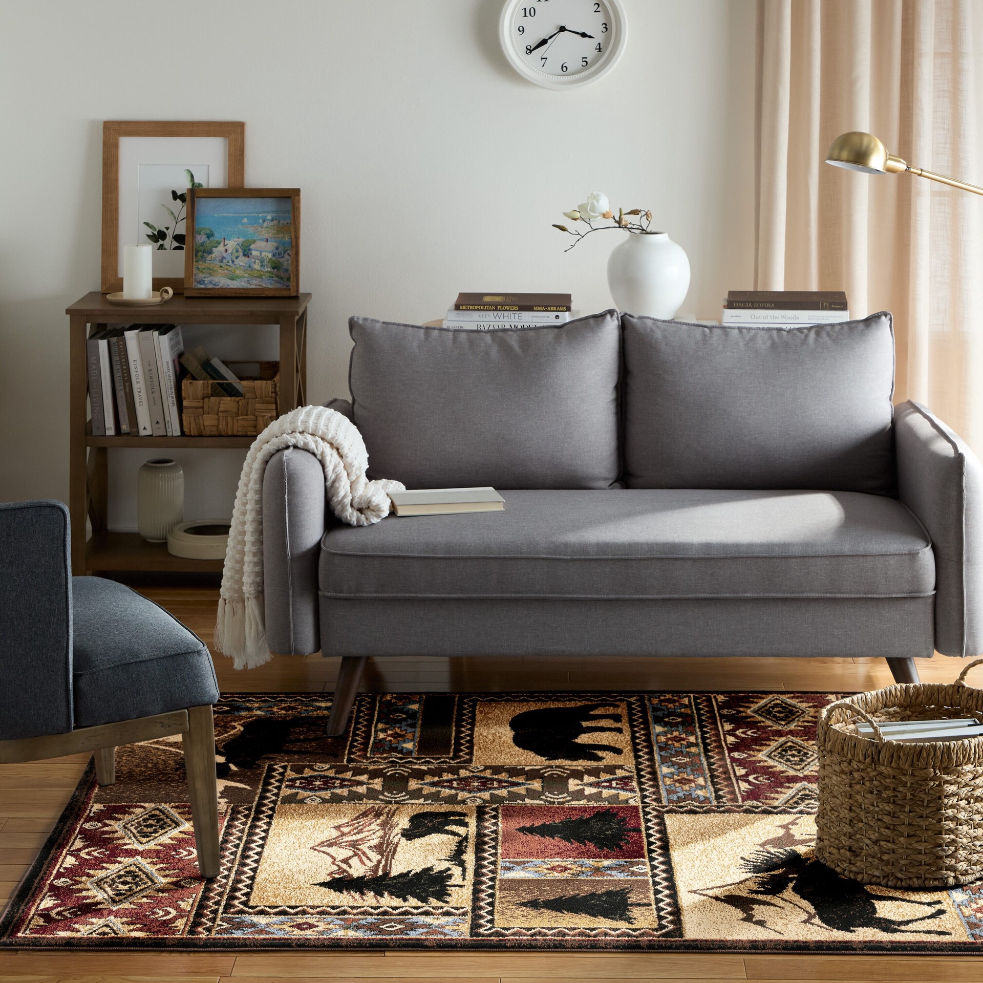 slide 6 of 6, allen + roth 5 x 7 (ft) Loomed Beige-Red Rectangular Indoor Lodge Pet Friendly Area rug, 1 ct