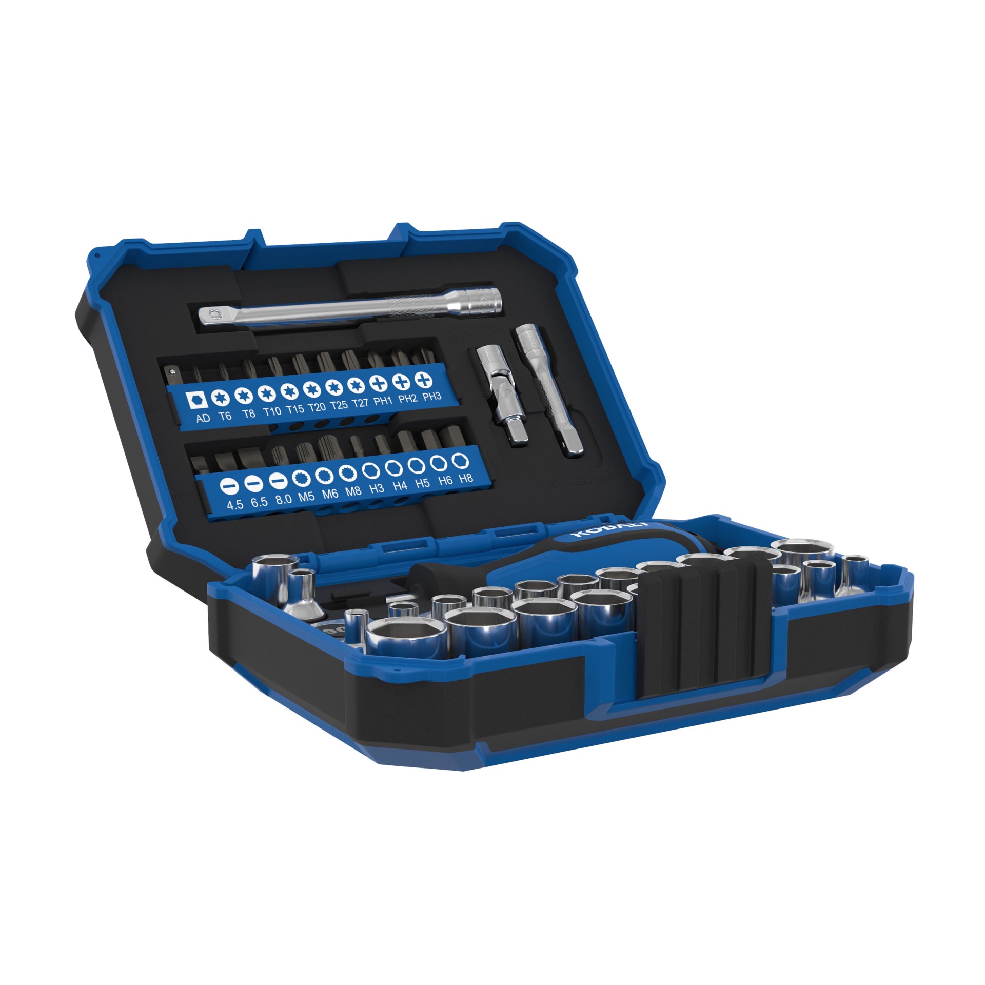 slide 6 of 6, Kobalt 50 -Piece Standard (SAE) and Metric Mechanics Tool Set with Hard Case, 1 ct
