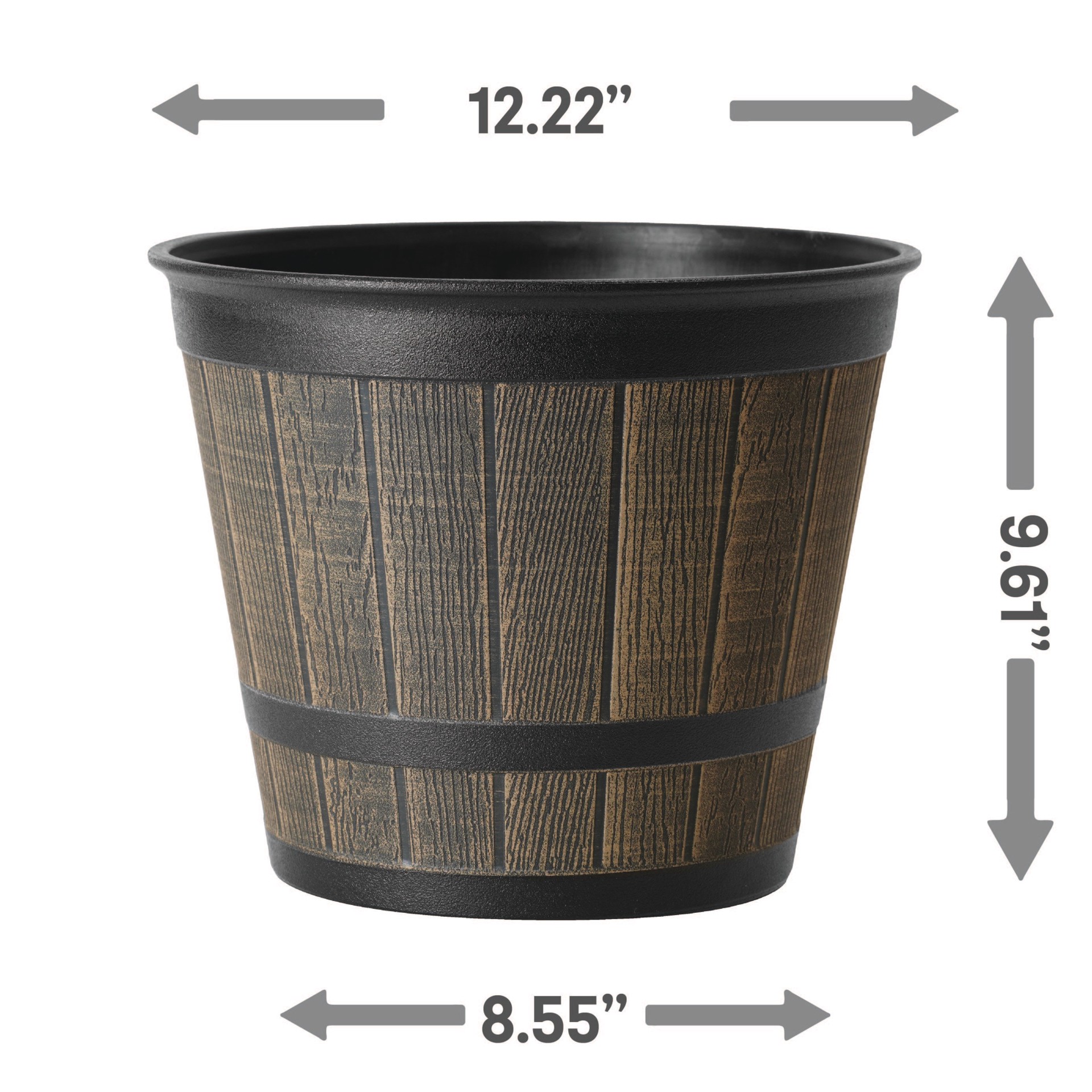 slide 3 of 4, Style Selections Round 12.2-in W x 9.61-in H Brown Recycled Plastic Indoor/Outdoor Planter, 1 ct