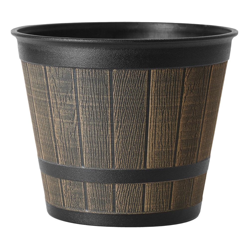 slide 1 of 4, Style Selections Round 12.2-in W x 9.61-in H Brown Recycled Plastic Indoor/Outdoor Planter, 1 ct