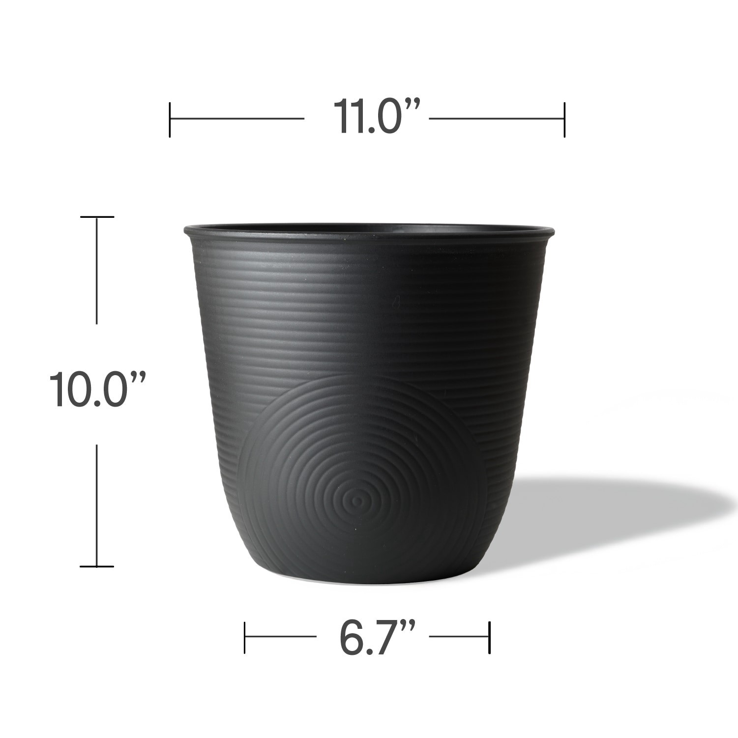 slide 3 of 6, Style Selections Round 11.0-in W Black Recycled plastic Indoor/Outdoor Planter, 1 ct