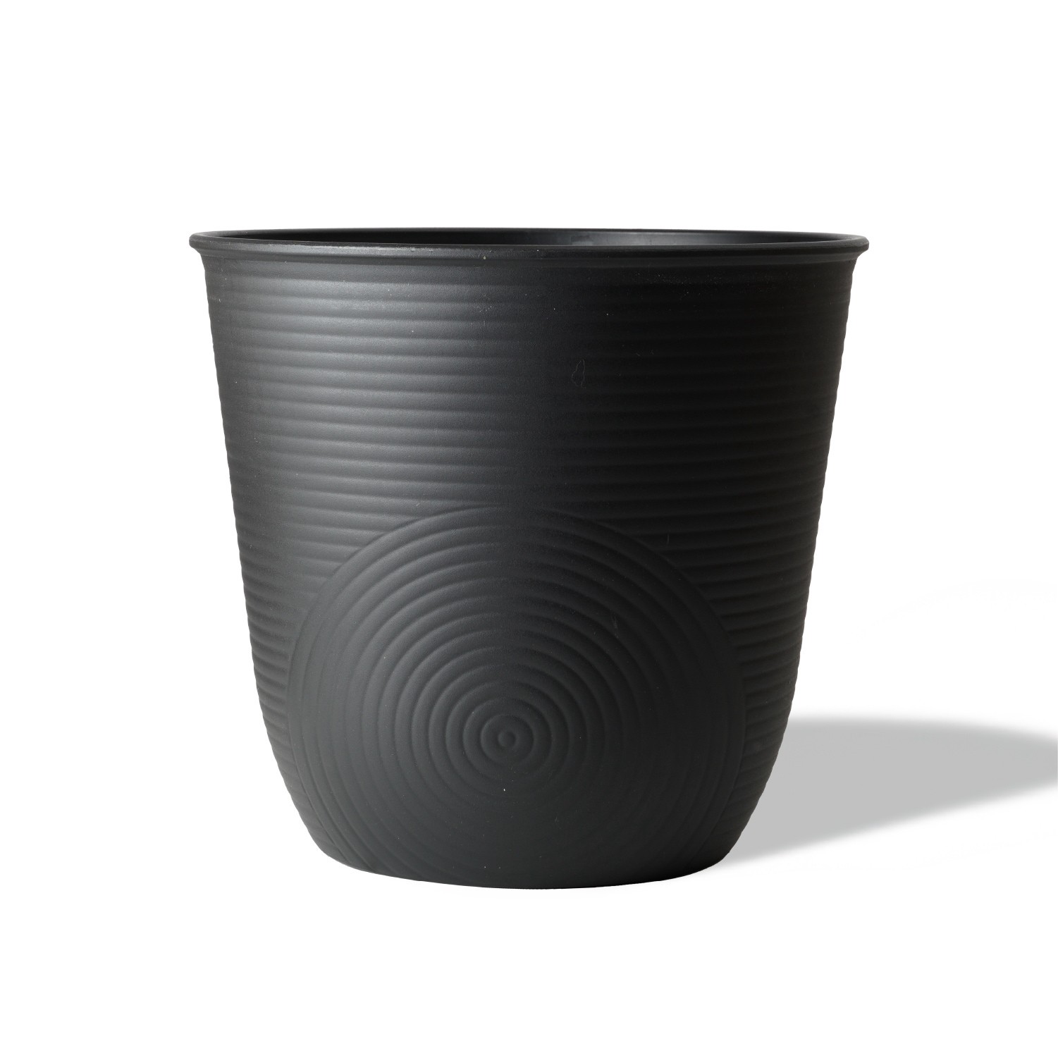 slide 1 of 6, Style Selections Round 11.0-in W Black Recycled plastic Indoor/Outdoor Planter, 1 ct