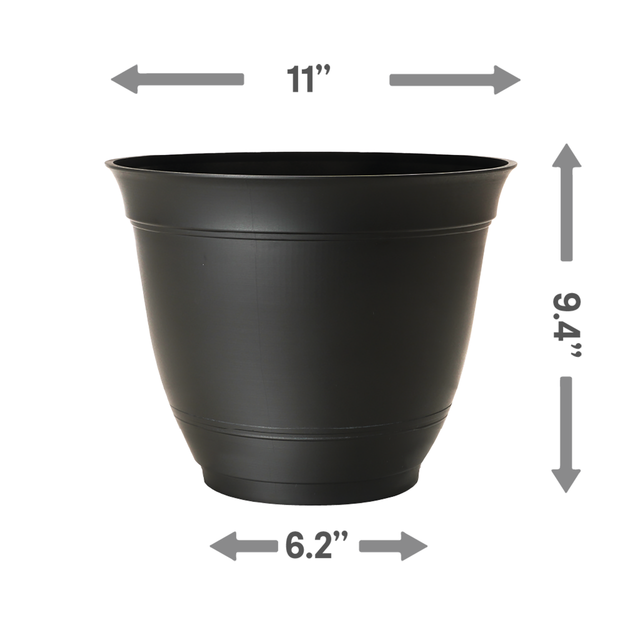slide 3 of 4, Style Selections Round 11-in W x 9.49-in H Black Recycled Plastic Indoor/Outdoor Planter, 1 ct