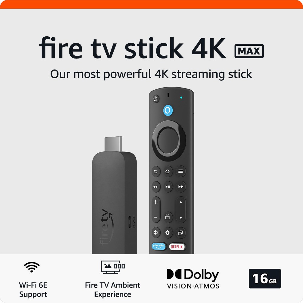 slide 3 of 6, Amazon Fire TV Stick 4K Max Streaming Device, Supports Wi-Fi 6E, Ambient Experience, Free/Live TV without Cable or Satellite, 1 ct